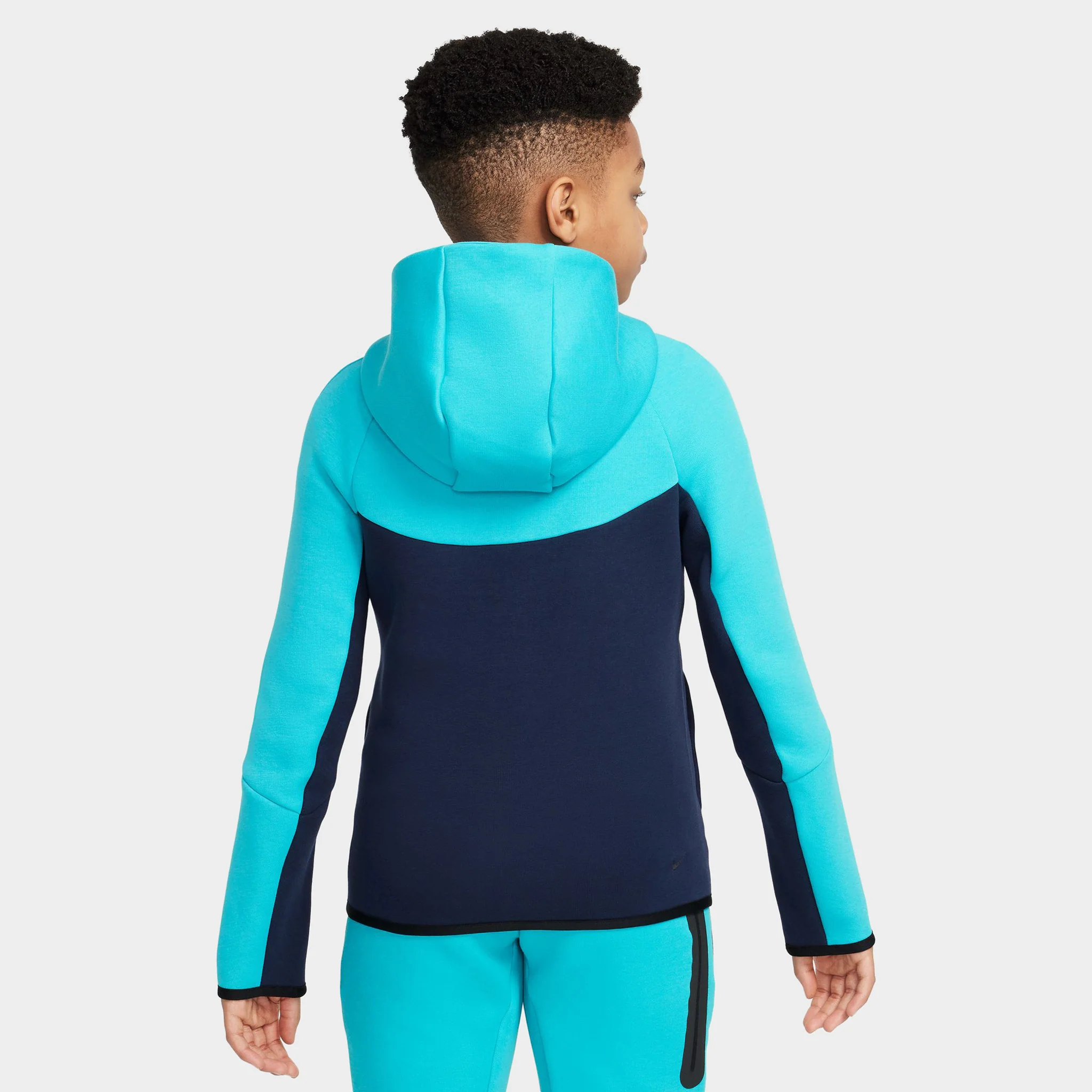Nike Sportswear Junior Boys' Tech Fleece Full-Zip Hoodie Obsidian / Dusty Cactus - Black - Image 2