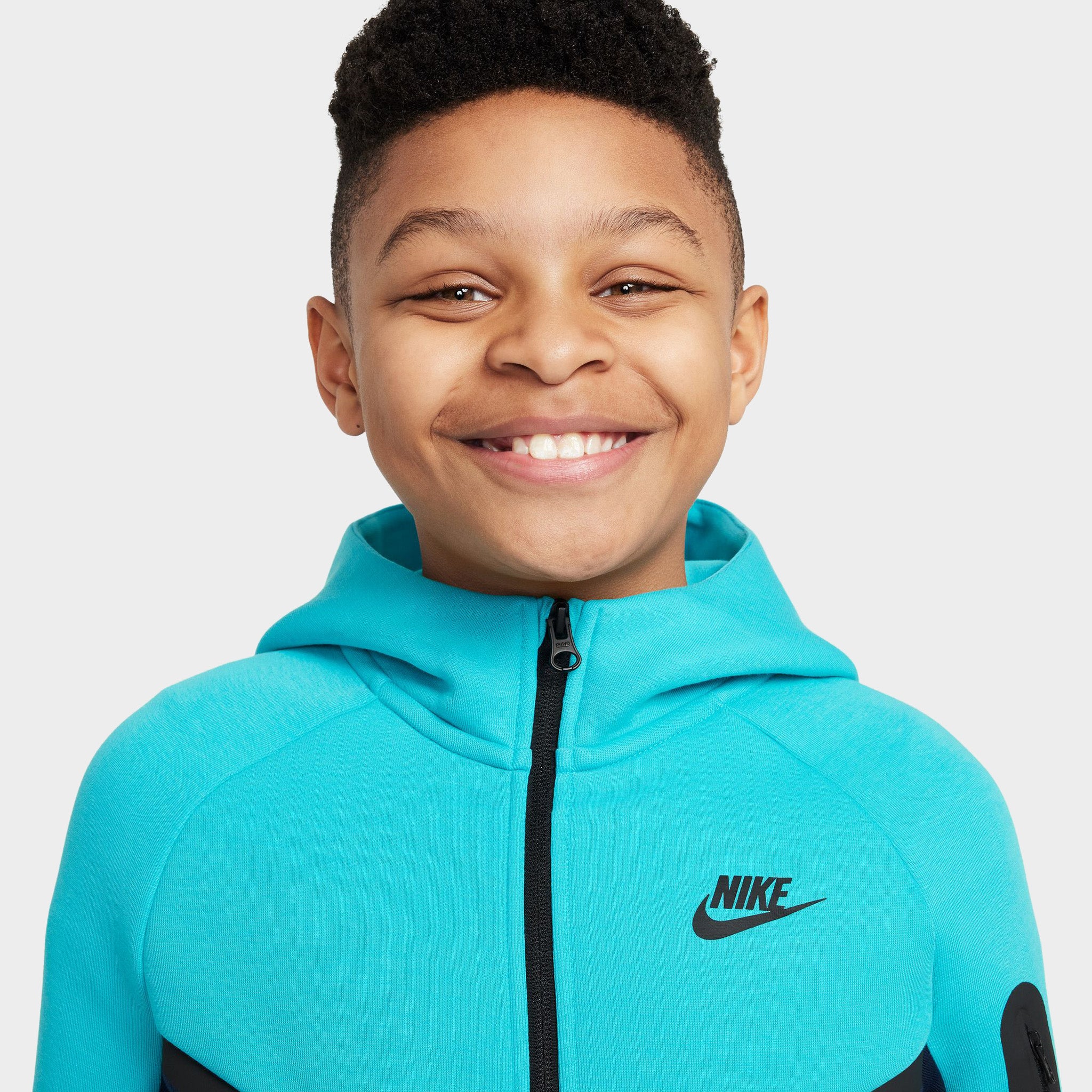 Nike Sportswear Junior Boys' Tech Fleece Full-Zip Hoodie Obsidian / Dusty Cactus - Black - Image 3