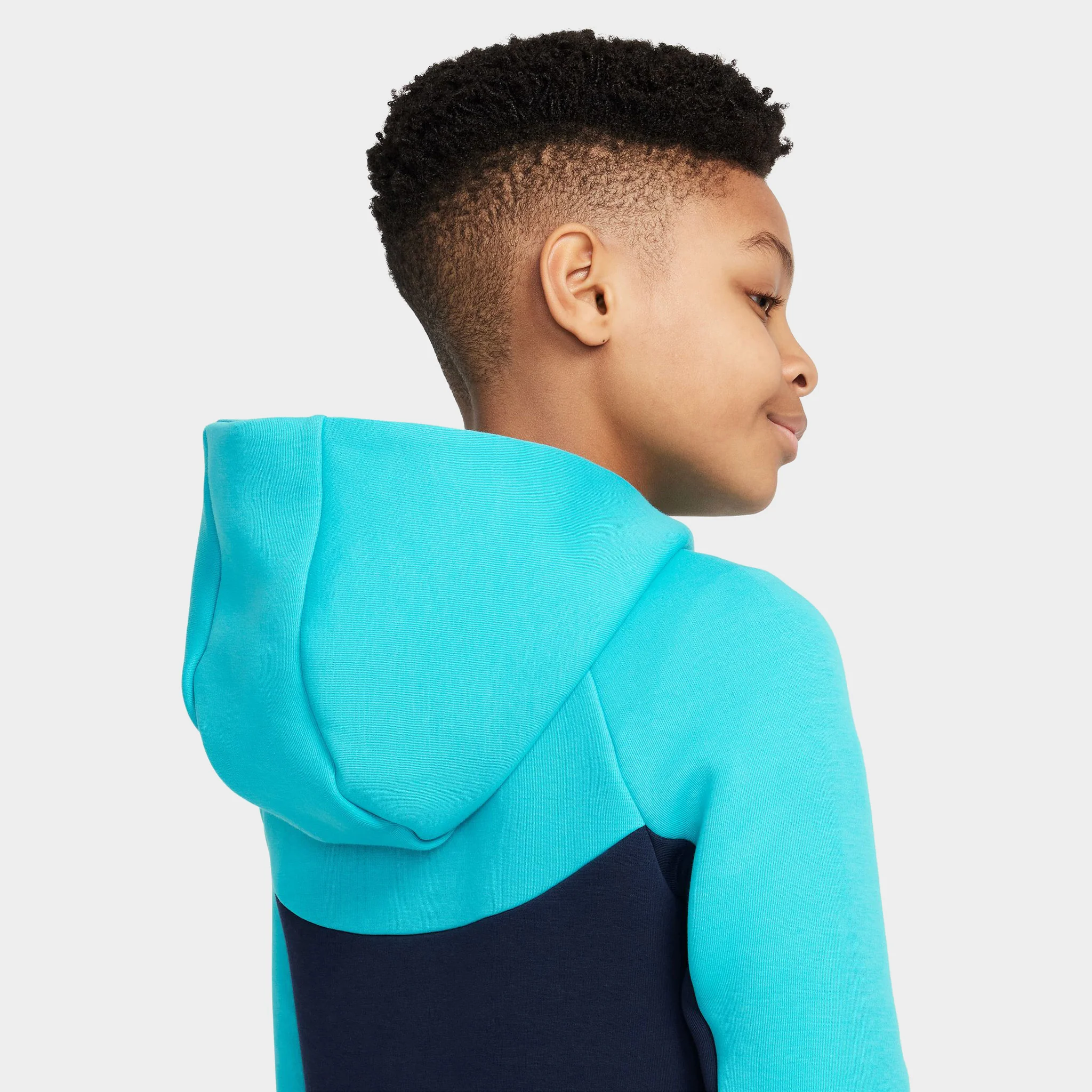Nike Sportswear Junior Boys' Tech Fleece Full-Zip Hoodie Obsidian / Dusty Cactus - Black - Image 4