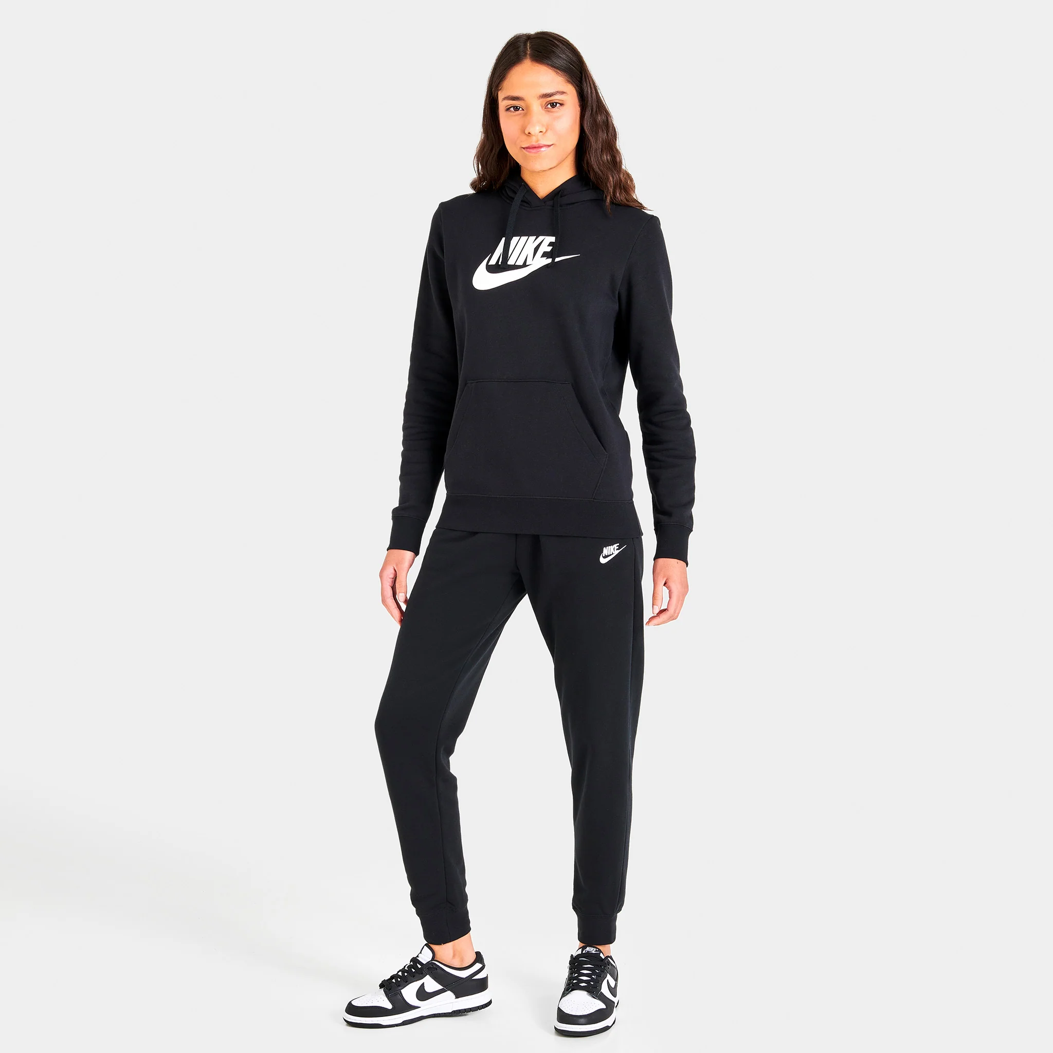 Nike Sportswear Club Fleece Women's Mid-Rise Joggers Black / White - Image 2