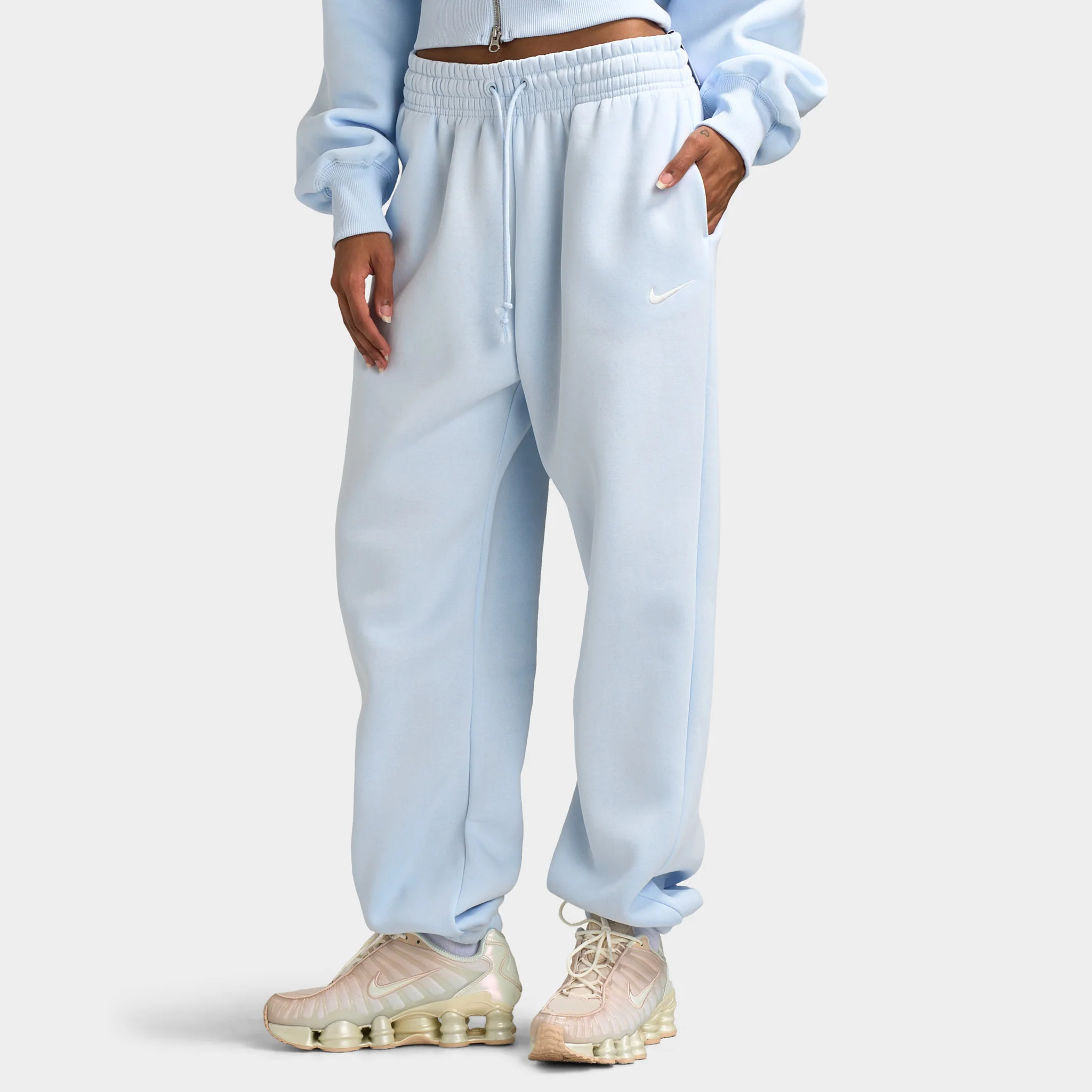 Nike Sportswear Women's Phoenix Fleece High-Waisted Oversized Sweatpants Blue Tint / Sail - Image 3
