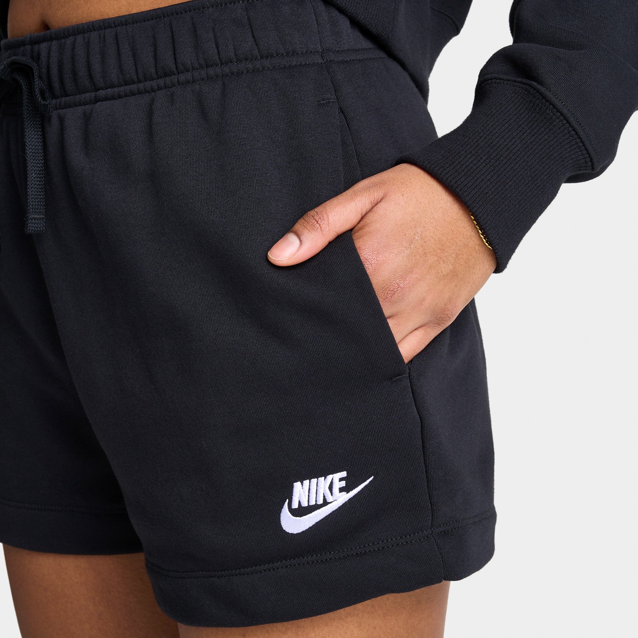 Nike Sportswear Women's Club Fleece Mid-Rise Shorts Black / White - Image 4