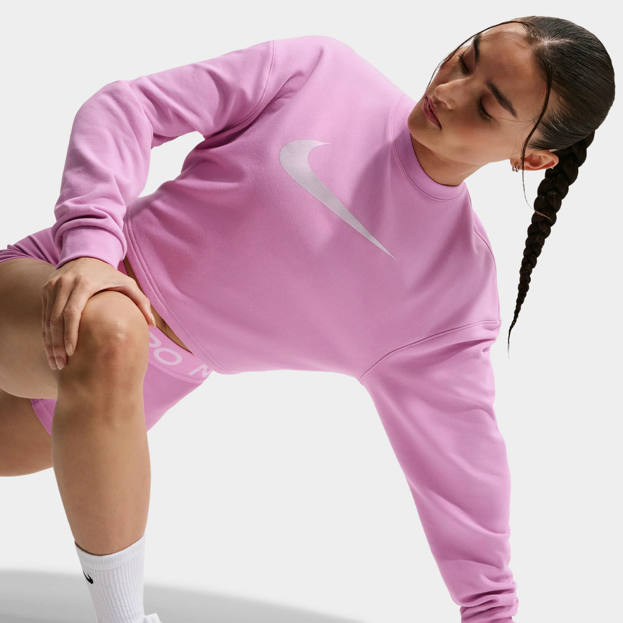 Nike Sportswear Women's Dry Fit Crew Fleece Light Magenta / Ice Peach - Image 5