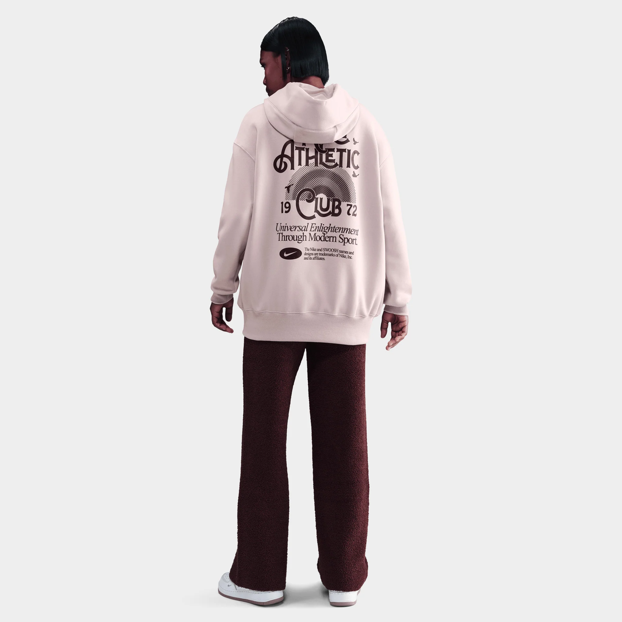 Nike Sportswear Women's Fleece Oversized Pullover Hoodie Silt Red / Burgundy Crush - Image 3