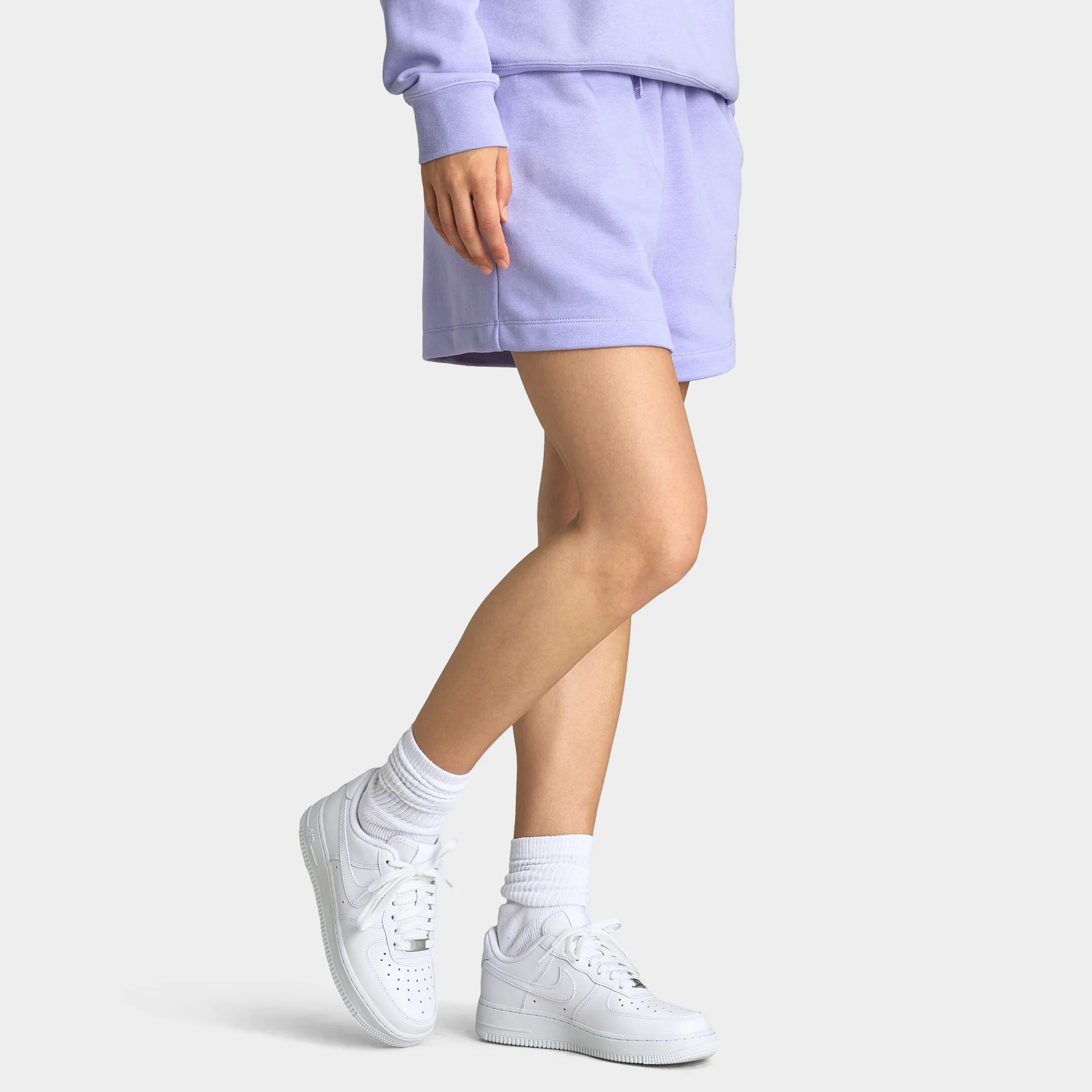 Nike Sportswear Women's Club Fleece Mid Rise 4" Graphic Shorts / Lilac Ice - Image 4