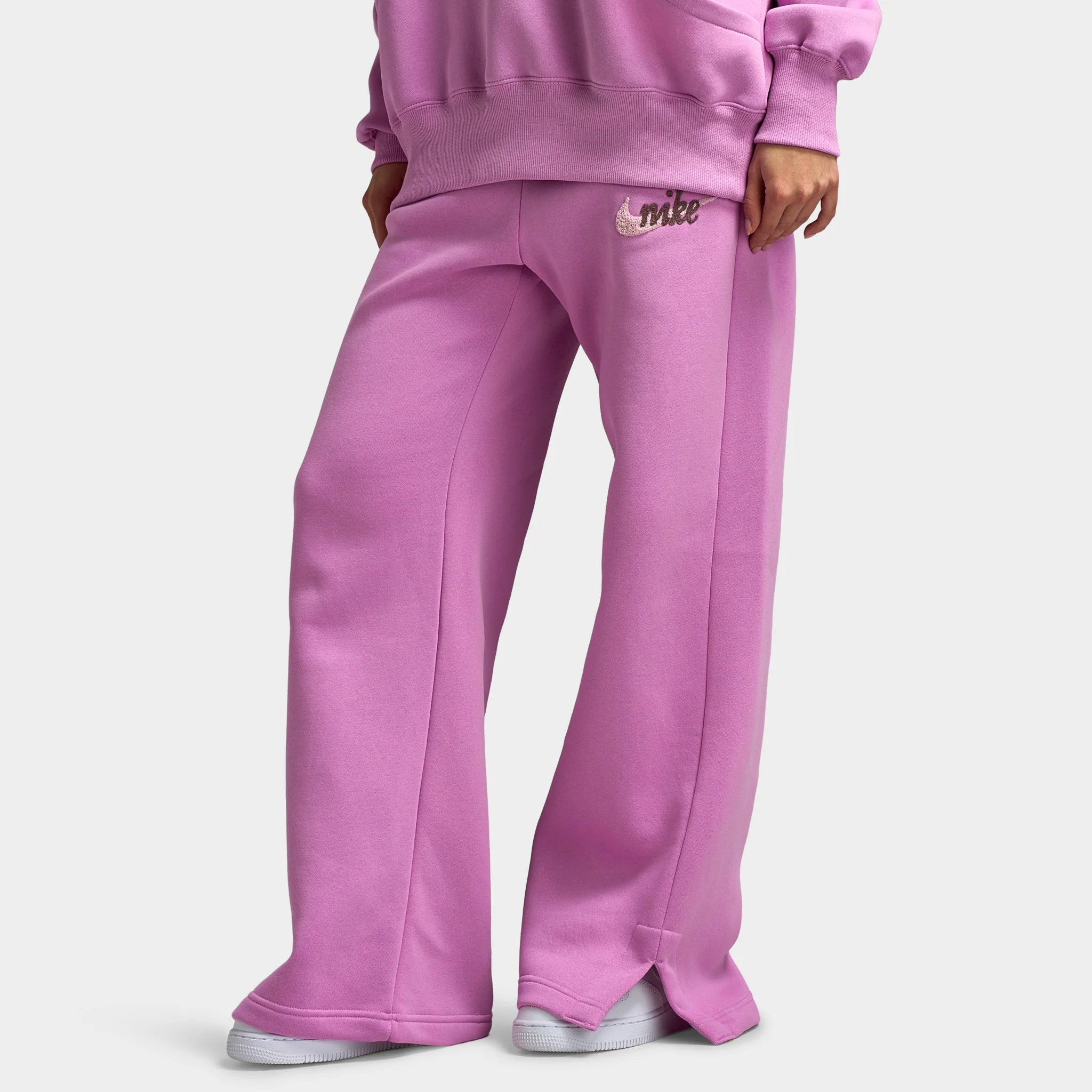 Nike Sportswear Women's Highrise Logo Wide Leg Pant Light Magenta / Pink Foam - Image 4
