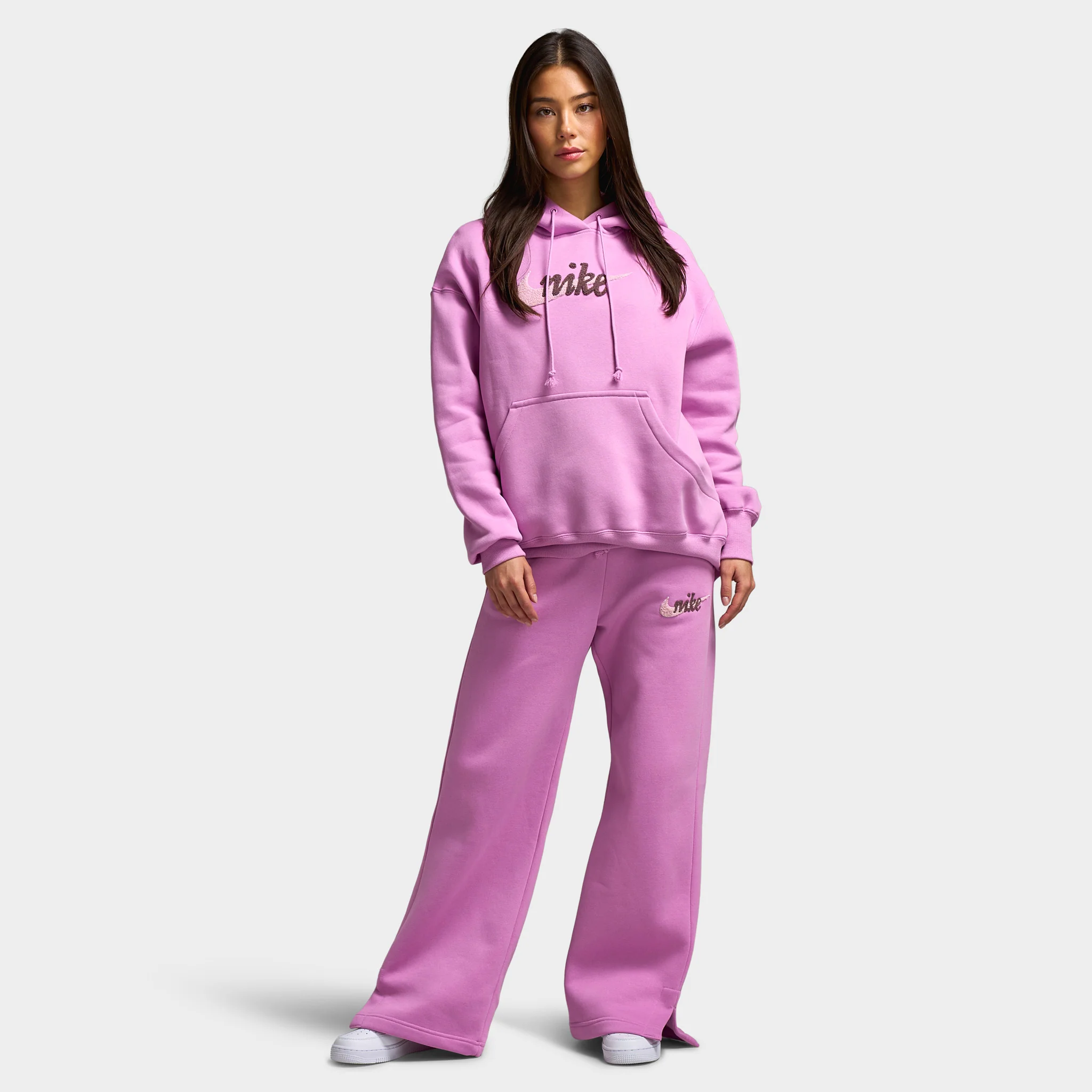 Nike Sportswear Women's Highrise Logo Wide Leg Pant Light Magenta / Pink Foam - Image 6