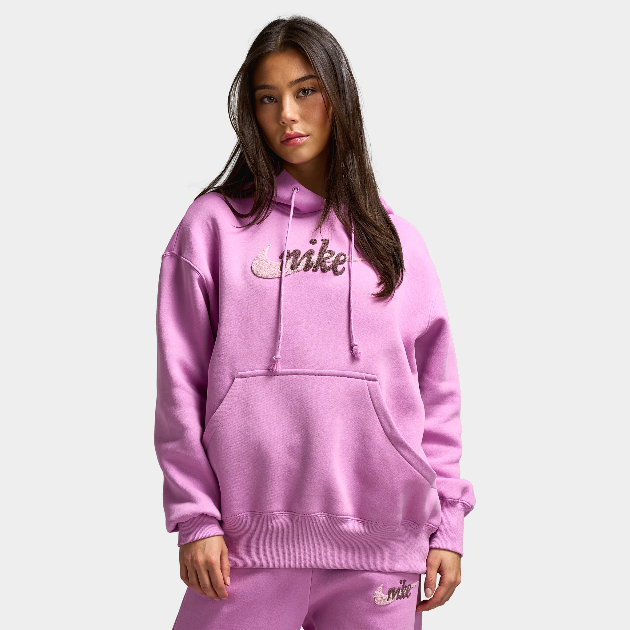 Nike Sportswear Women's Oversized Logo Hoodie  Light Magenta / Pink Foam - Image 3