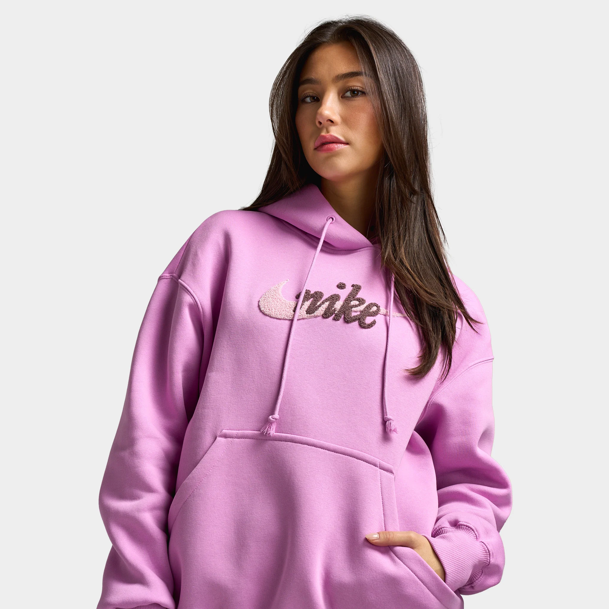 Nike Sportswear Women's Oversized Logo Hoodie  Light Magenta / Pink Foam - Image 5