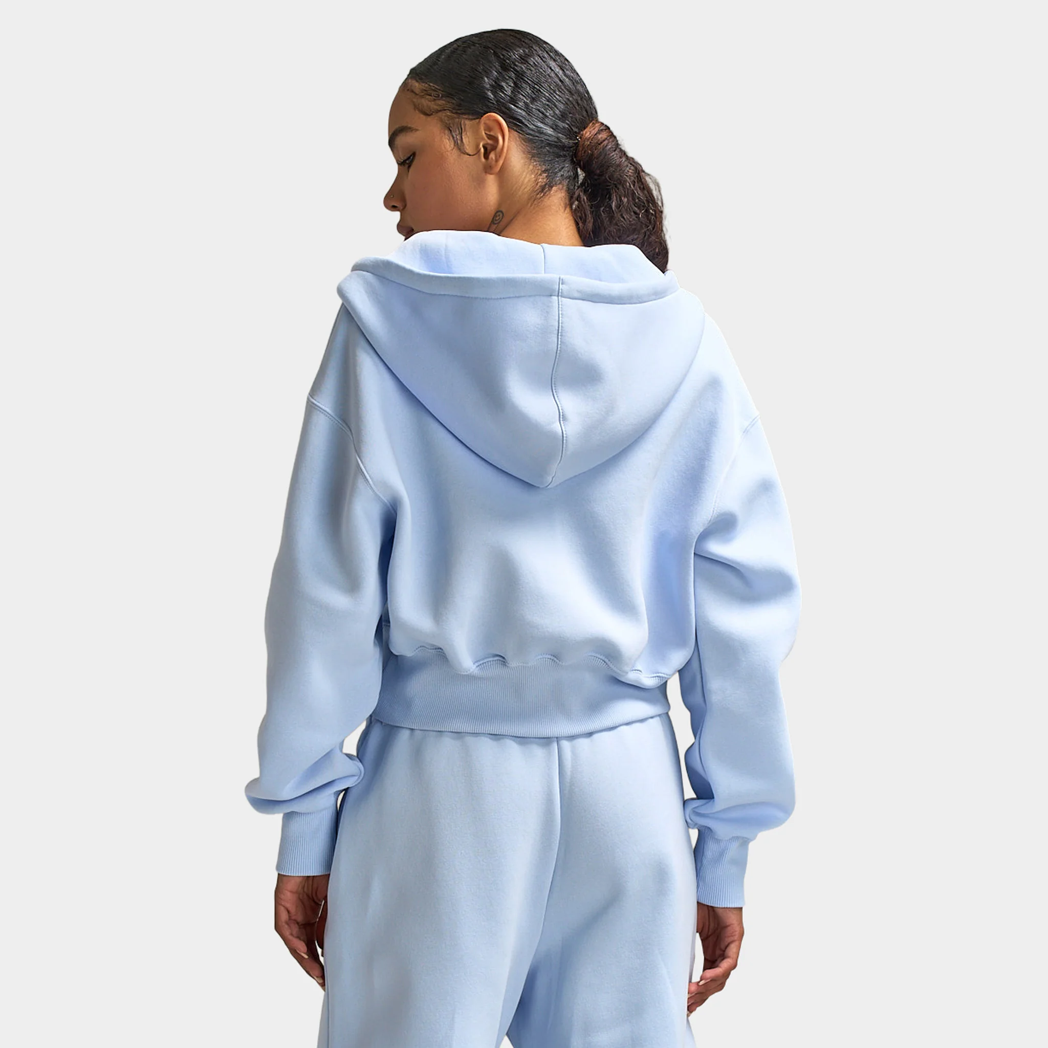Nike Sportswear Women's Phoenix Fleece Crop Full-Zip Hoodie / Hydrogen Blue / Sail - Image 2