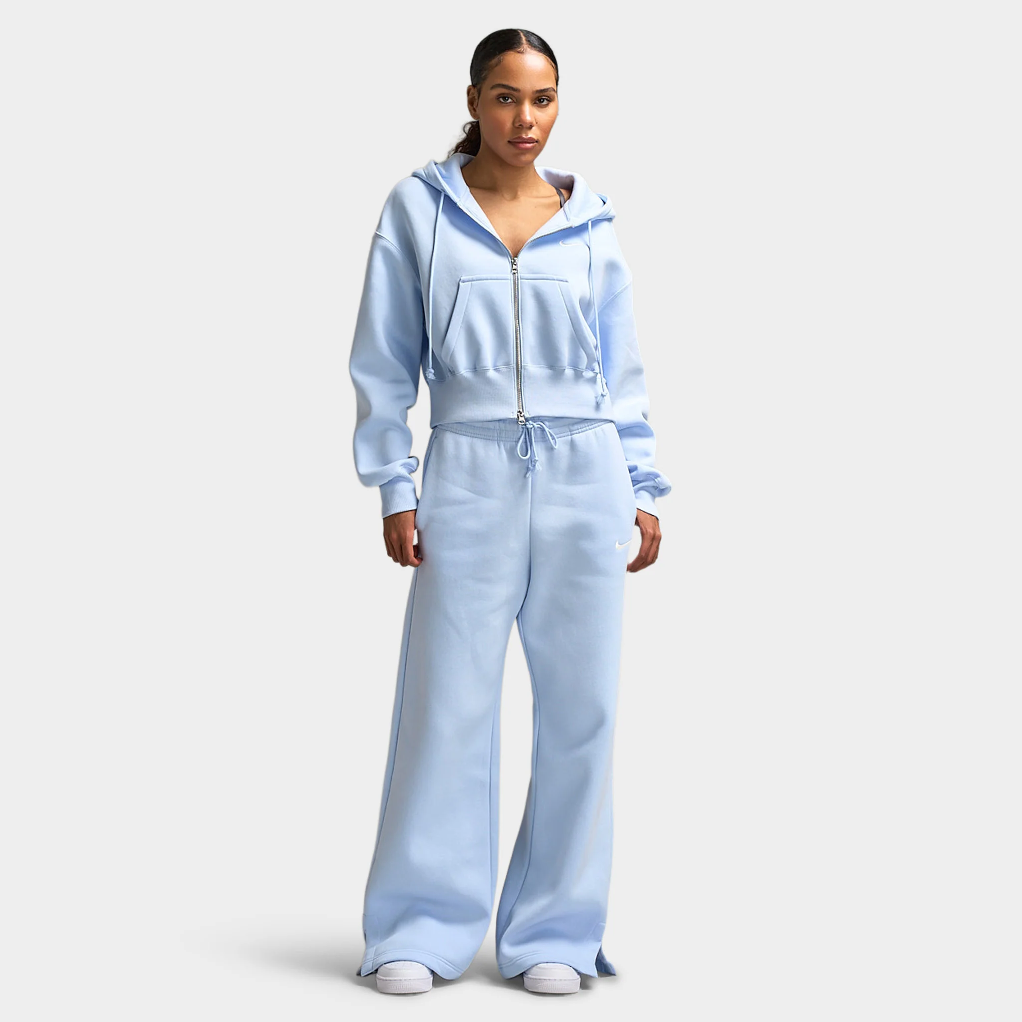 Nike Sportswear Women's Phoenix Fleece Crop Full-Zip Hoodie / Hydrogen Blue / Sail - Image 5