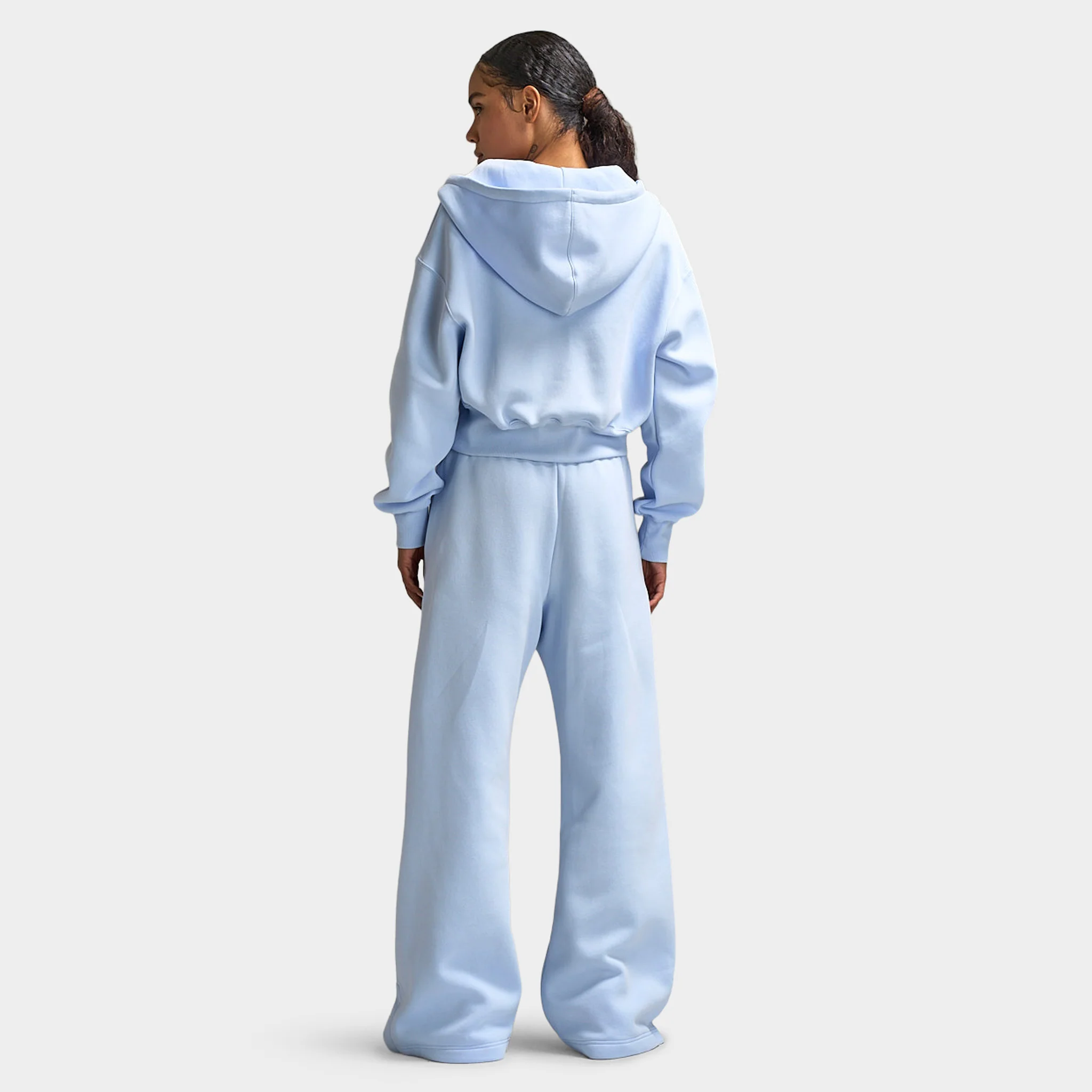 Nike Sportswear Women's Phoenix Fleece Crop Full-Zip Hoodie / Hydrogen Blue / Sail - Image 6