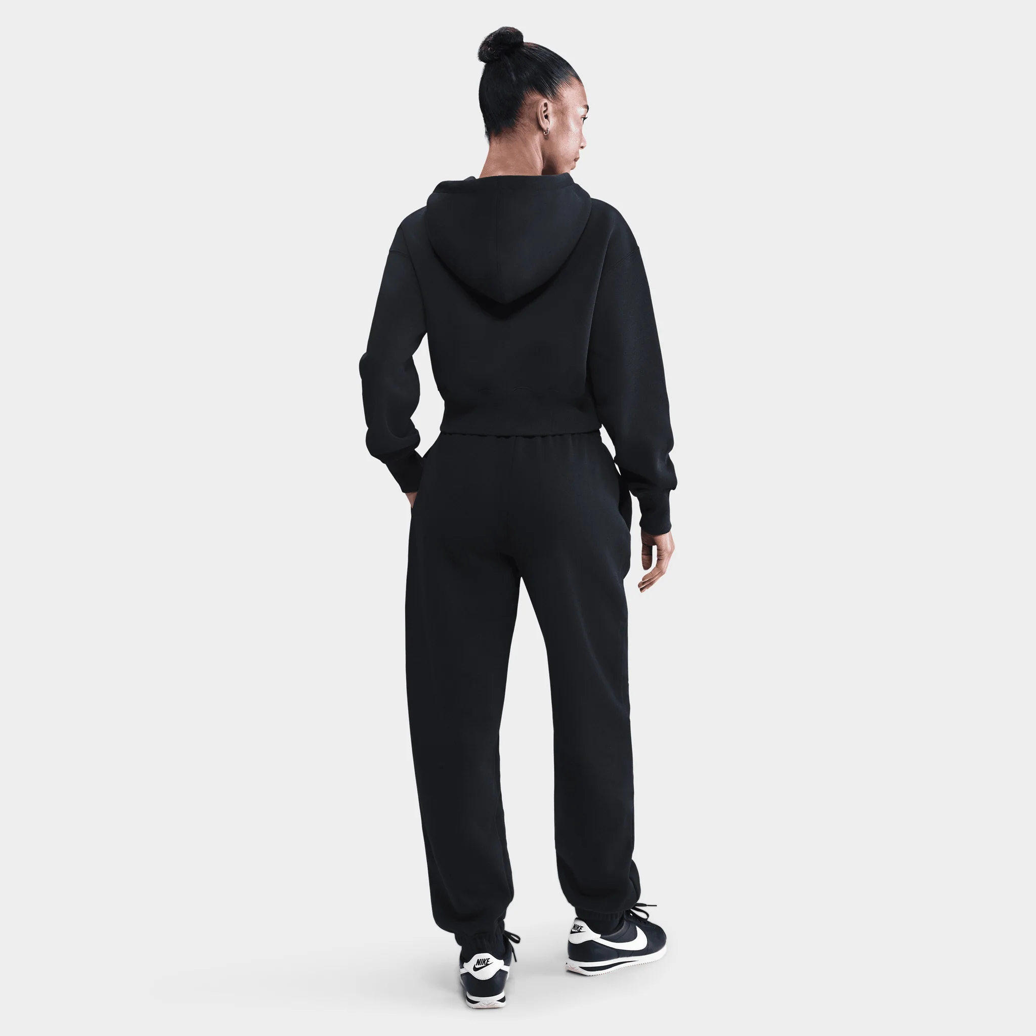 Nike Sportswear Women's Phoenix Fleece Crop Fullzip Hoodie / Black - Image 2