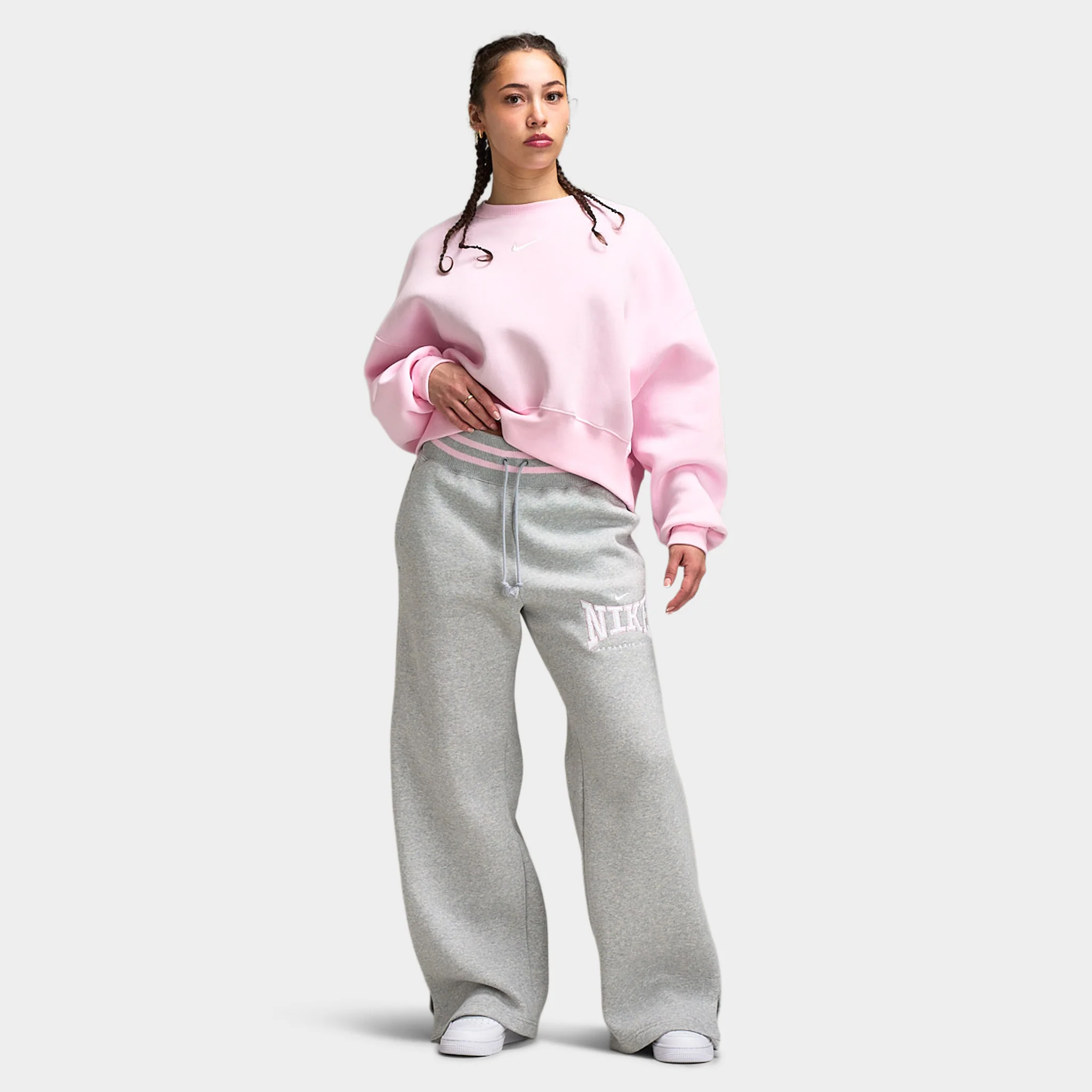 Nike Sportswear Women's Phoenix Fleece High Rise Wide Leg Pants / Pure Platinum - Image 6