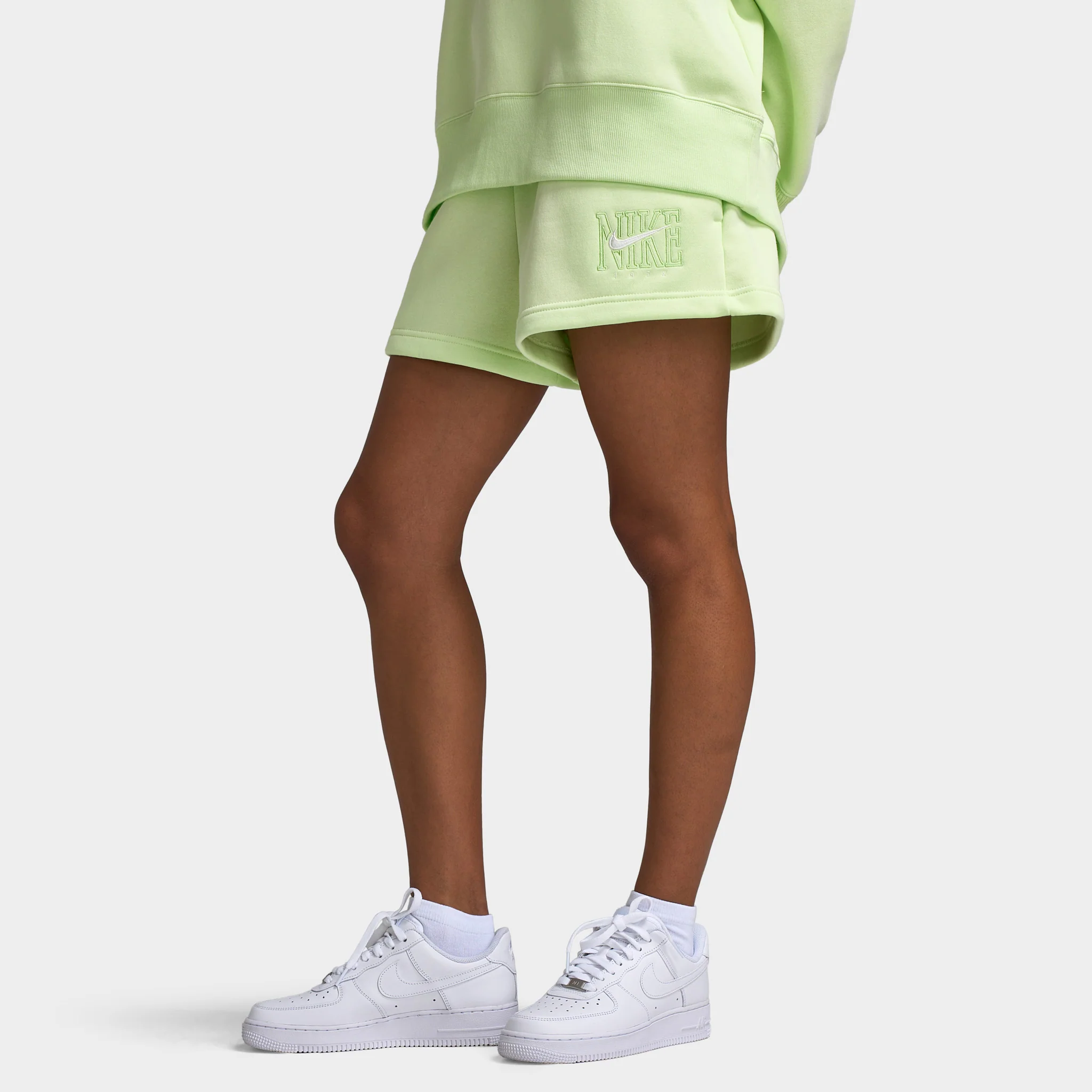 Nike Sportswear Women's Phoenix Fleece High-Waisted 2" Graphic Shorts / Light Liquid Lime - Image 3