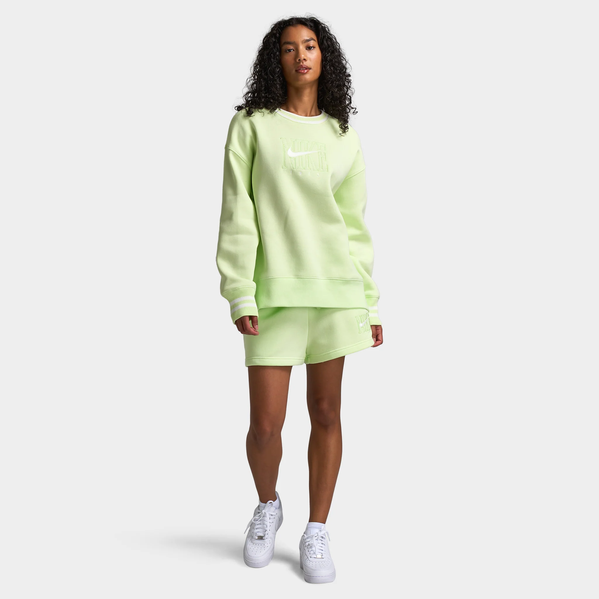Nike Sportswear Women's Phoenix Fleece High-Waisted 2" Graphic Shorts / Light Liquid Lime - Image 7