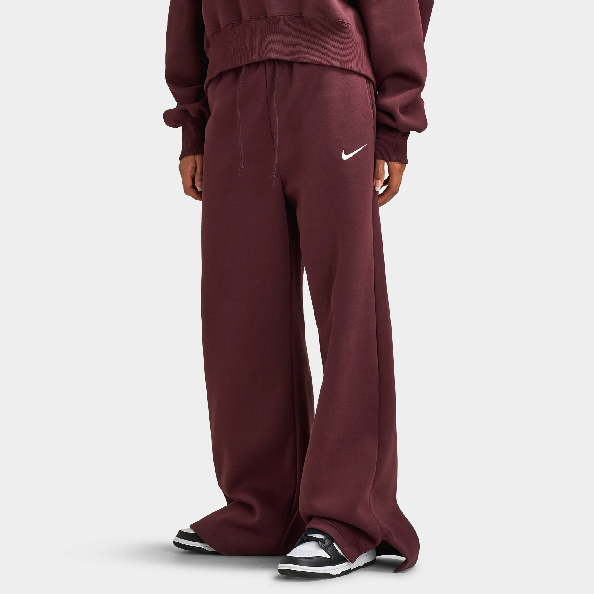 Nike Sportswear Women's Phoenix Fleece High-Waisted Pants Burgundy Crush / Sail - Image 3