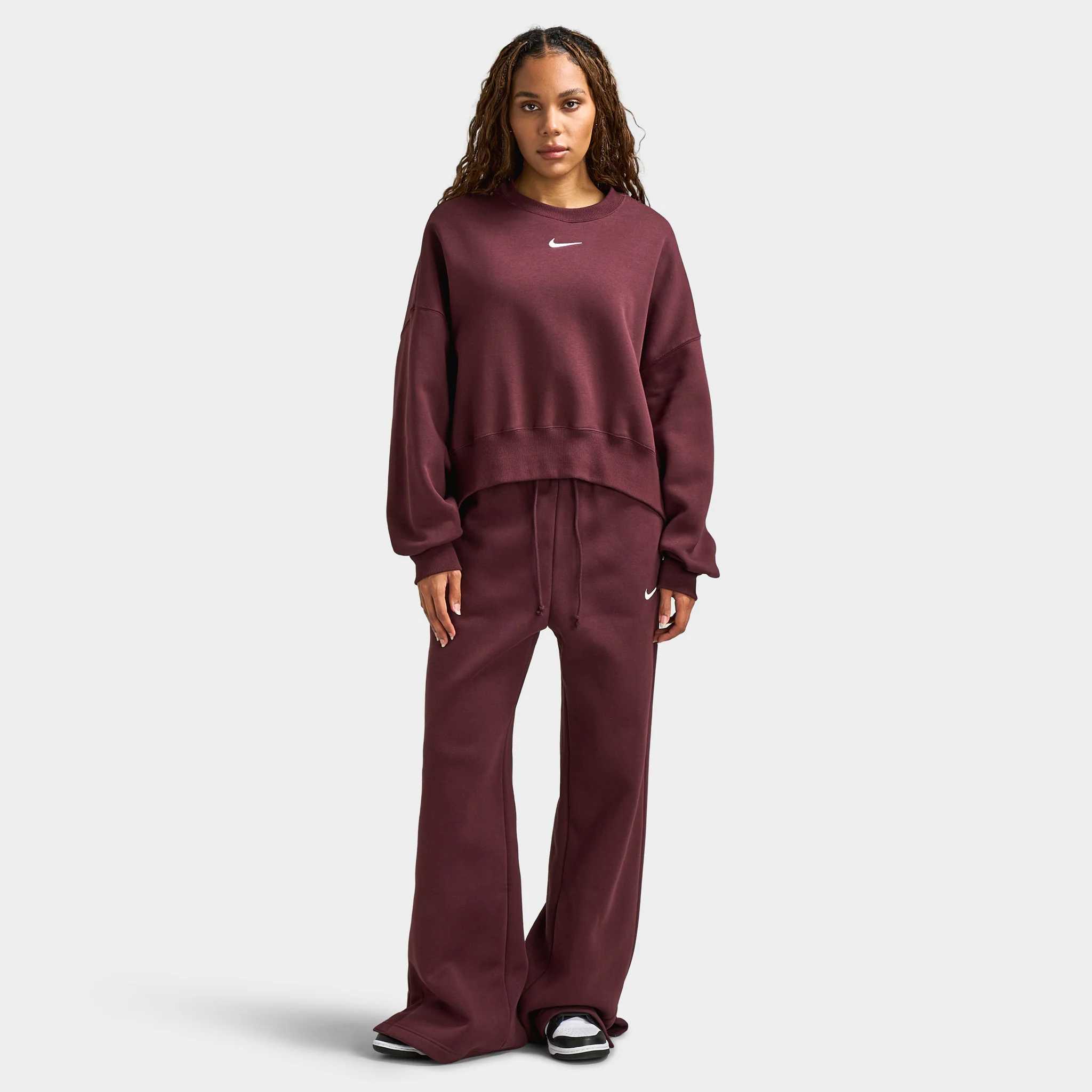 Nike Sportswear Women's Phoenix Fleece High-Waisted Pants Burgundy Crush / Sail - Image 6
