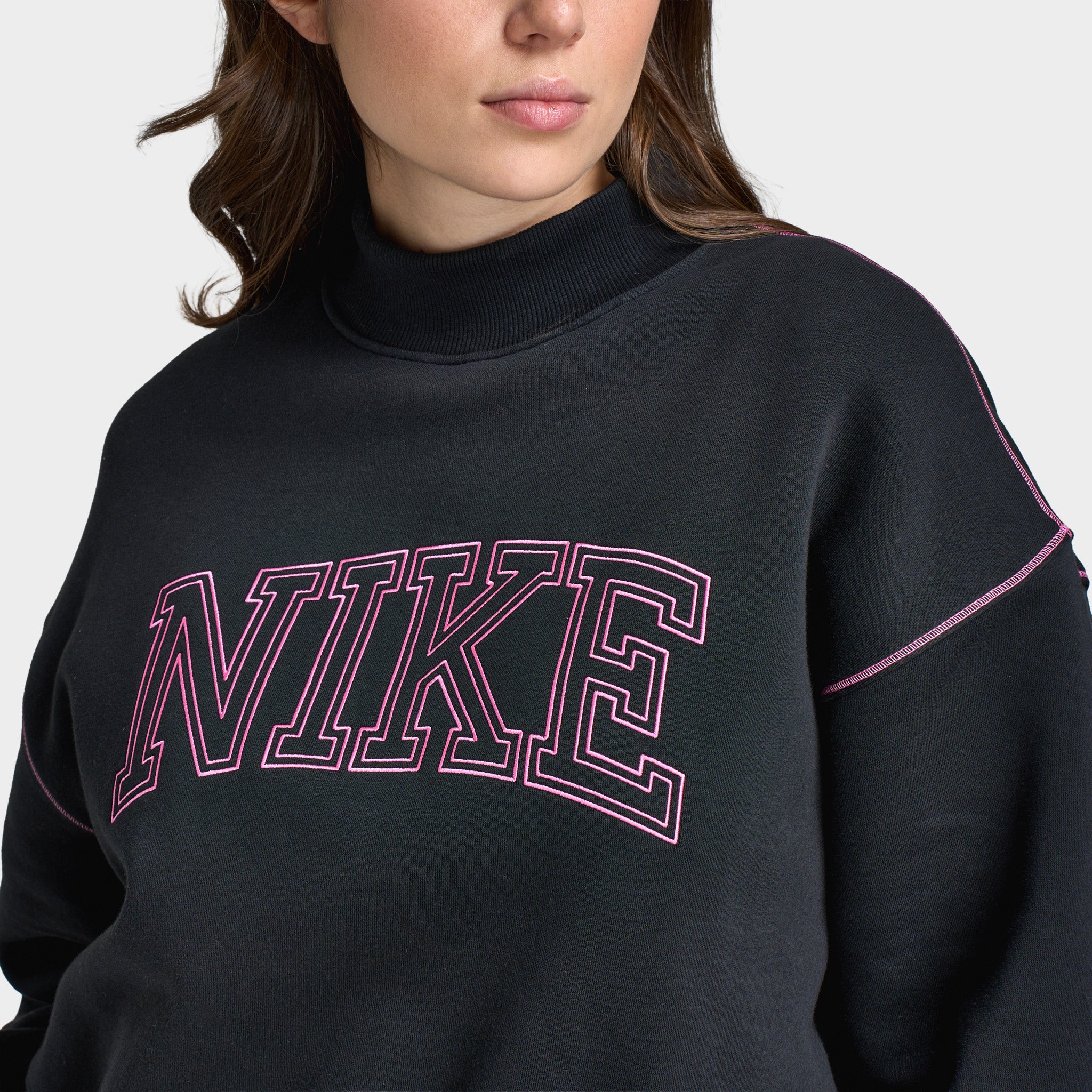 Nike Sportswear Women's Phoenix Fleece Logo Mock Neck / Black - Image 4