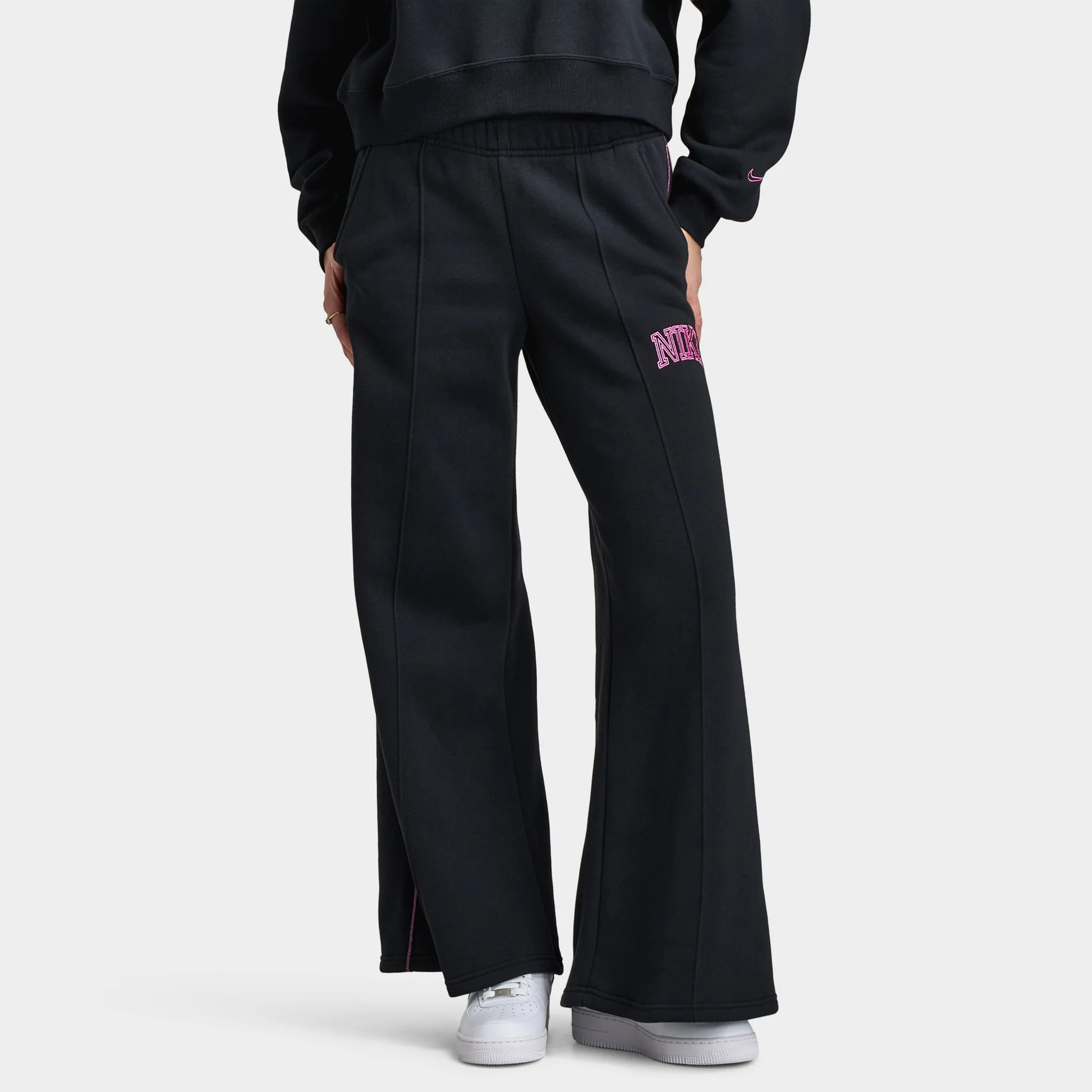 Nike Sportswear Women's Phoenix Fleece Logo Wide Leg / Black - Image 2