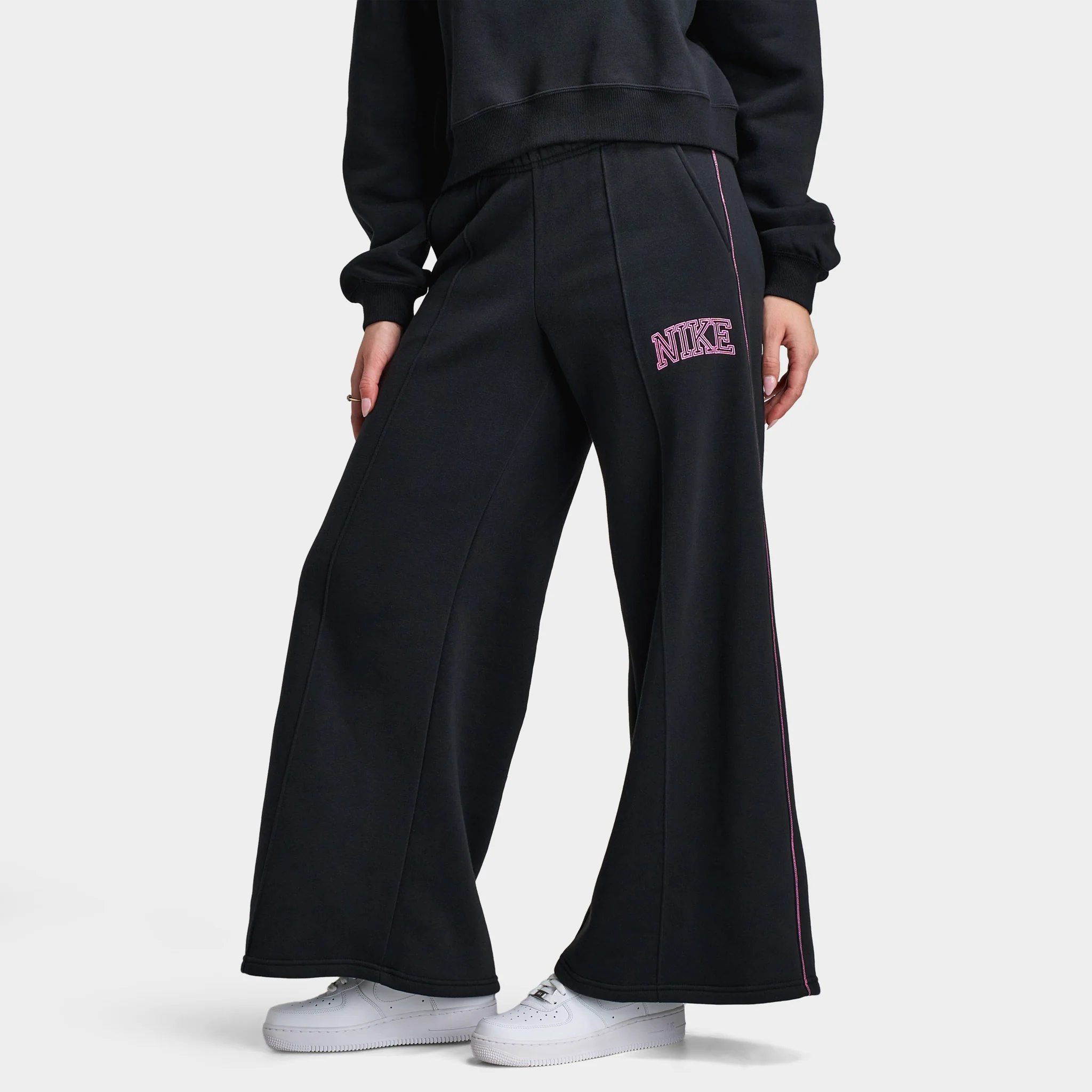 Nike Sportswear Women's Phoenix Fleece Logo Wide Leg / Black - Image 3