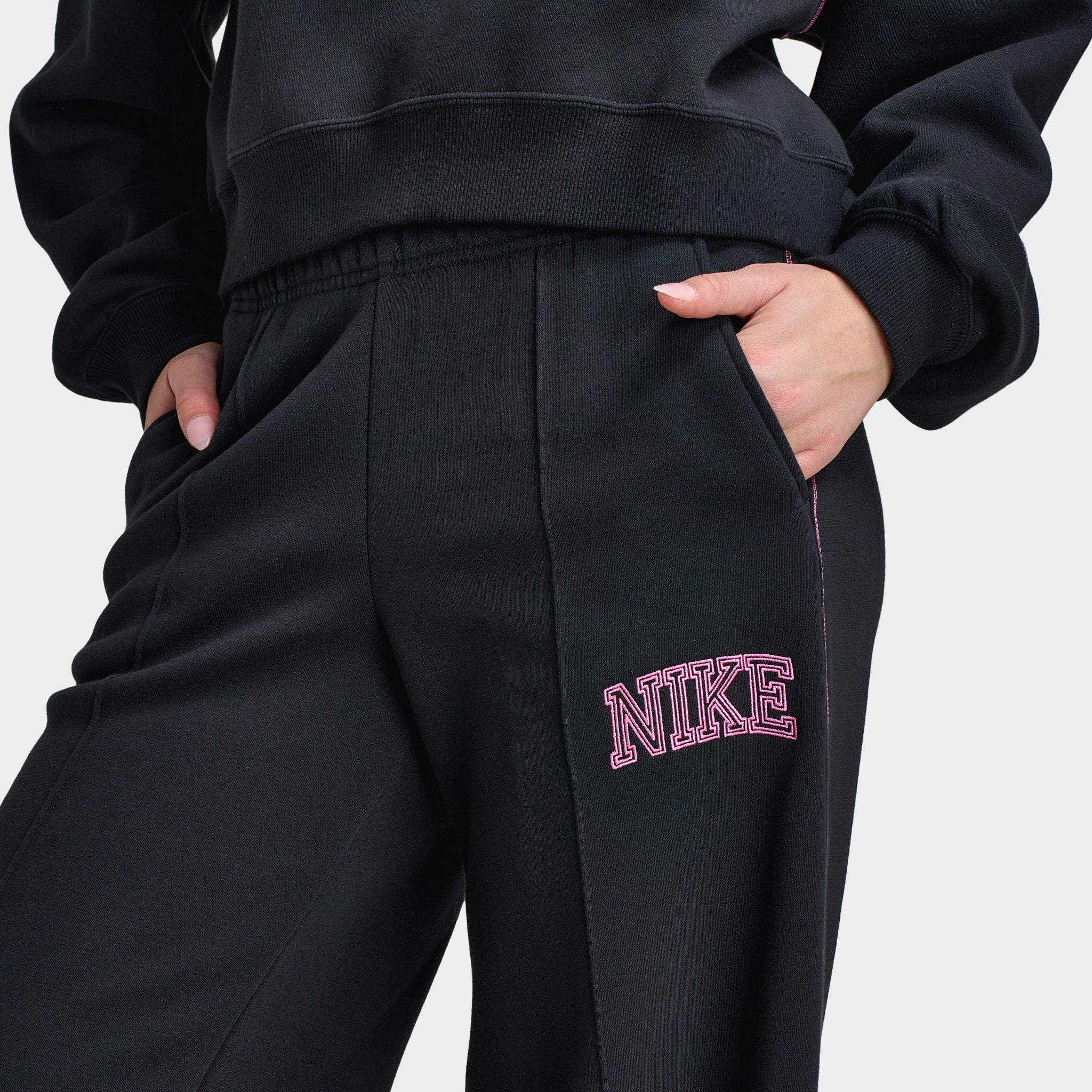 Nike Sportswear Women's Phoenix Fleece Logo Wide Leg / Black - Image 5