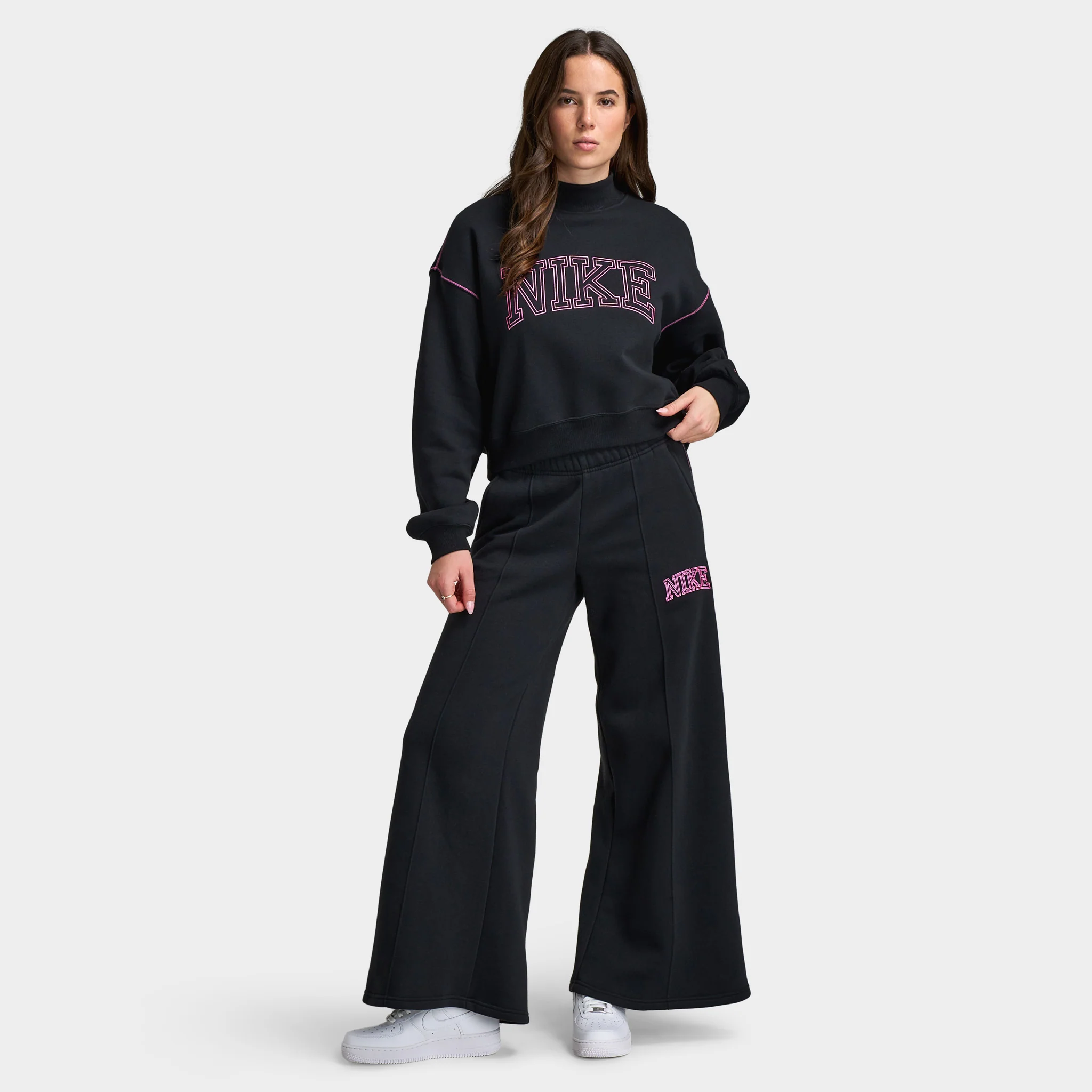 Nike Sportswear Women's Phoenix Fleece Logo Wide Leg / Black - Image 6