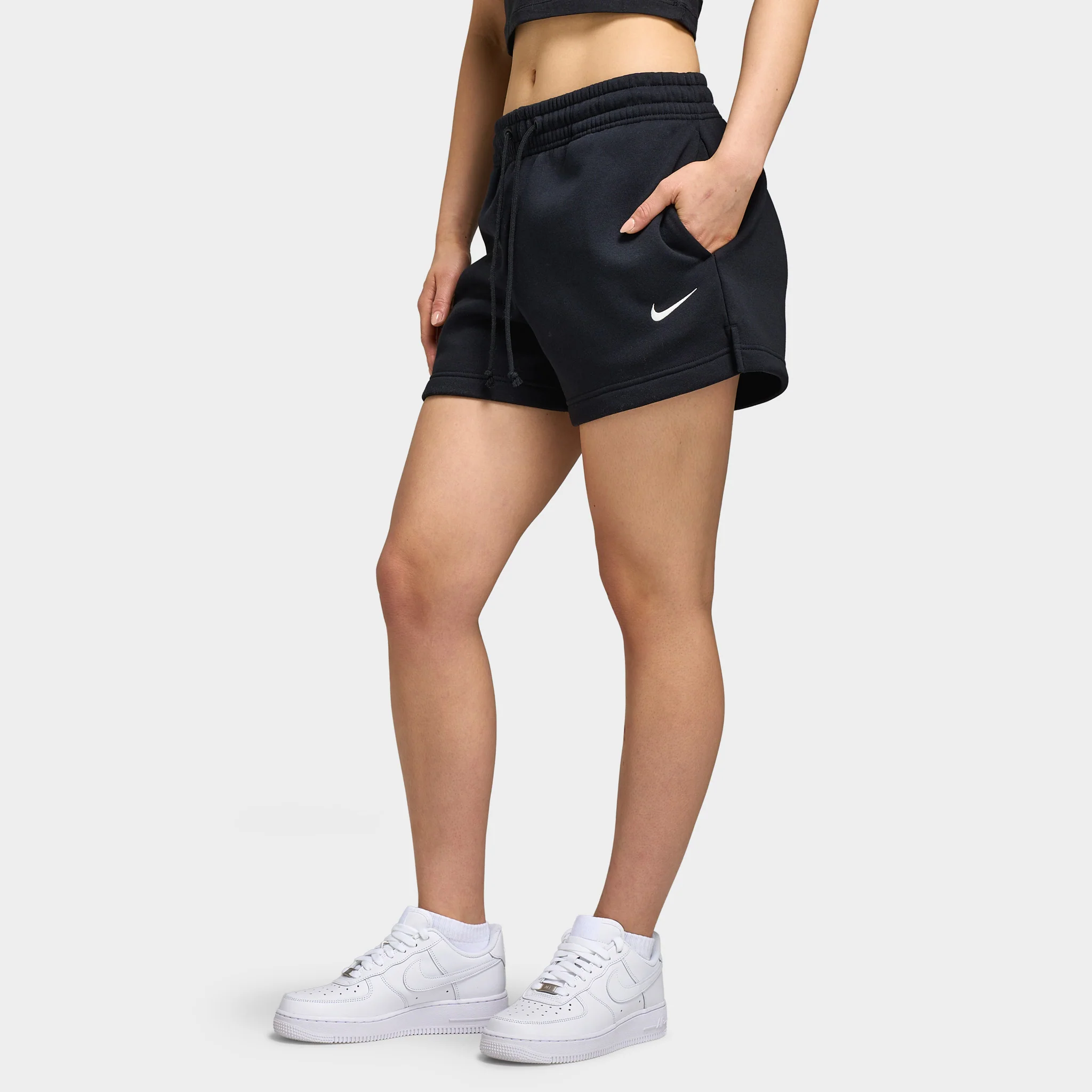 Nike Sportswear Women's Mid Rise 4" Shorts / Black / White - Image 4