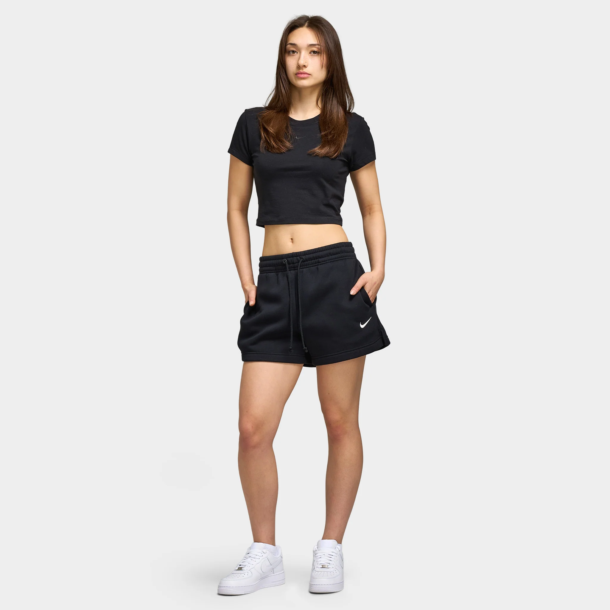 Nike Sportswear Women's Mid Rise 4" Shorts / Black / White - Image 6
