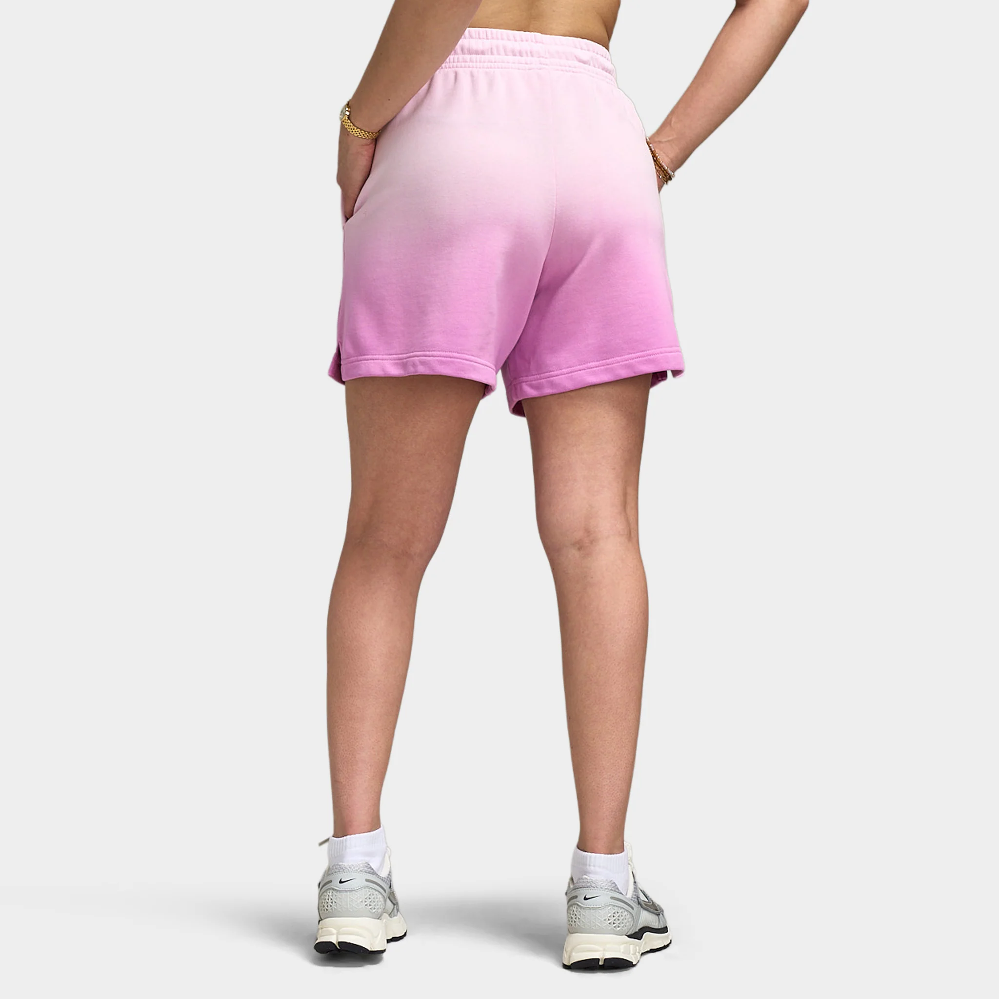 Nike Sportswear Women's Phoenix Fleece Mid Rise Dip Shorts / Pink Foam / Light Magenta - Image 4