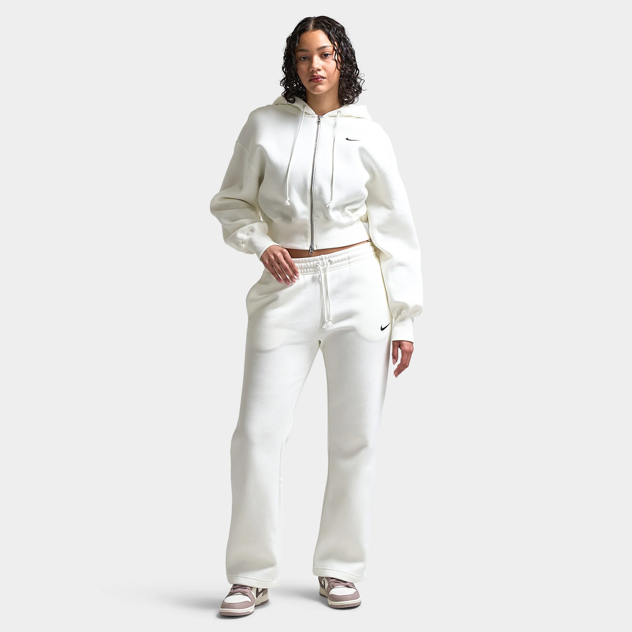 Nike Sportswear Women's Phoenix Fleece Mid-Rise Open-Hem Pants Sail / Black - Image 6