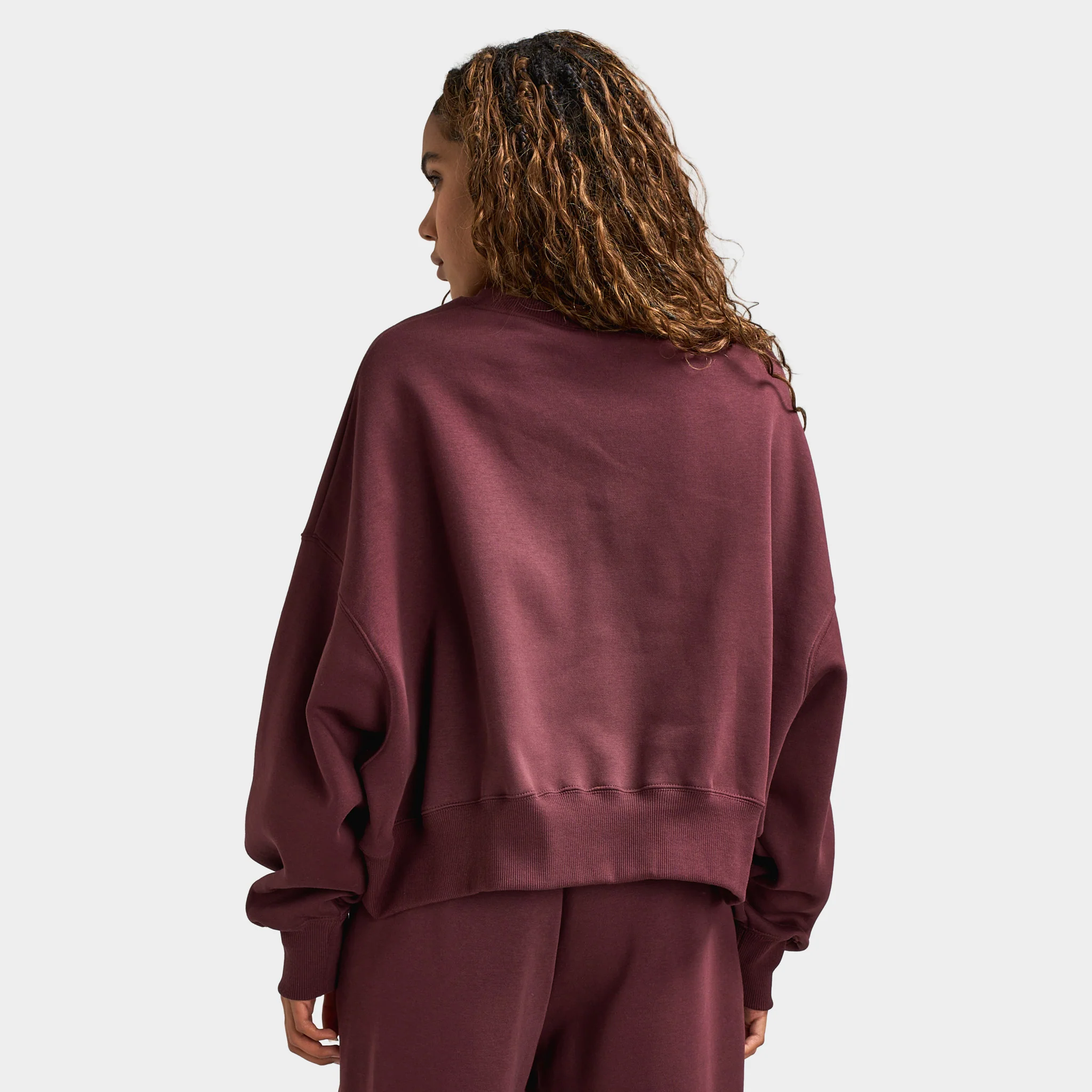 Nike Sportswear Women's Phoenix Fleece Over-Oversized Crewneck Burgundy Crush / Sail - Image 2