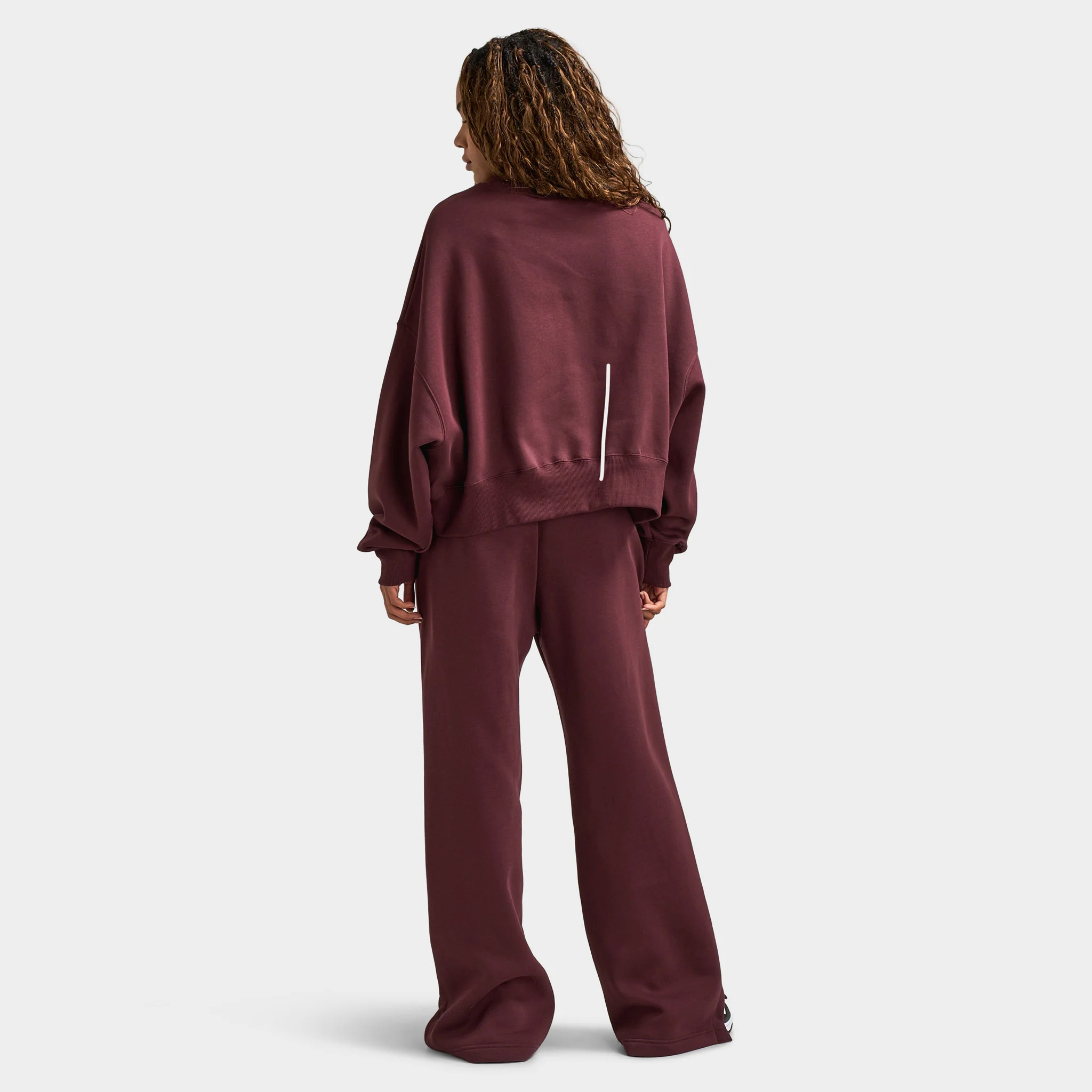 Nike Sportswear Women's Phoenix Fleece Over-Oversized Crewneck Burgundy Crush / Sail - Image 5