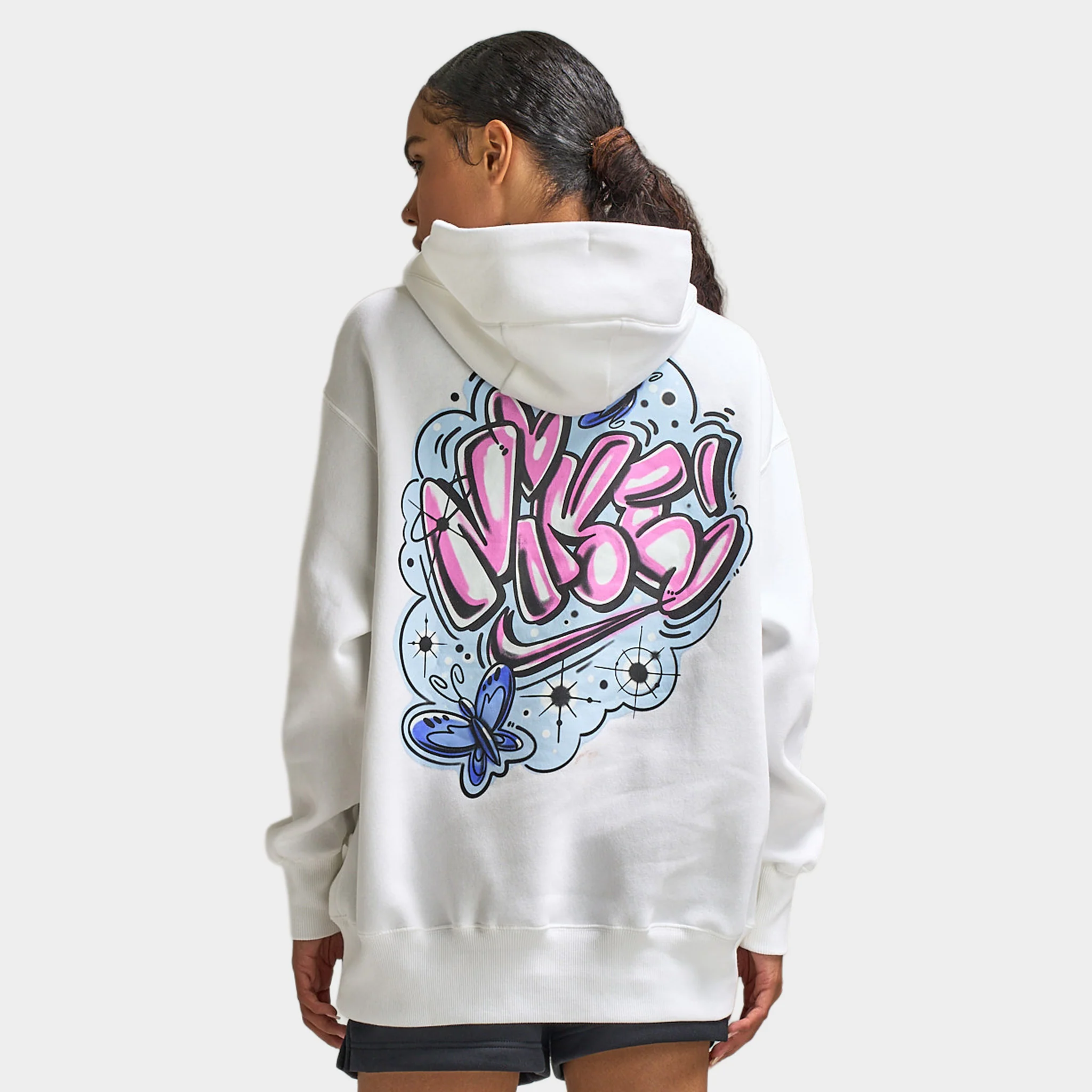 Nike Sportswear Women's Phoenix Fleece Oversized Airbush Hoodie /  White / Lapis - Image 2