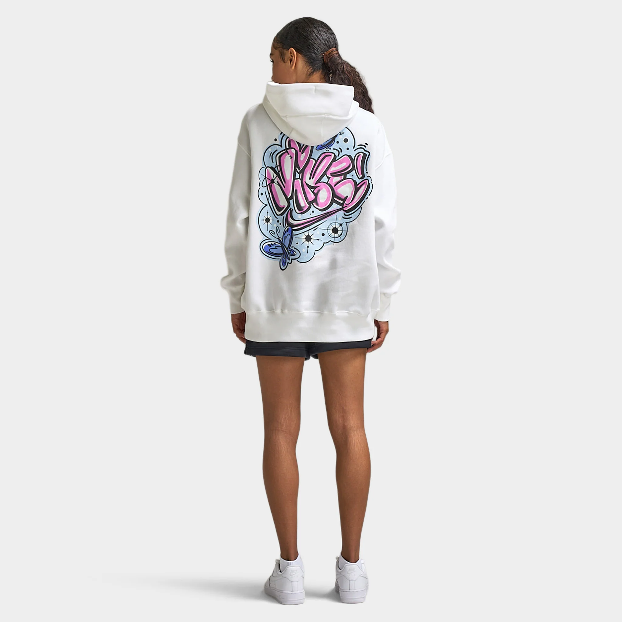 Nike Sportswear Women's Phoenix Fleece Oversized Airbush Hoodie /  White / Lapis - Image 6