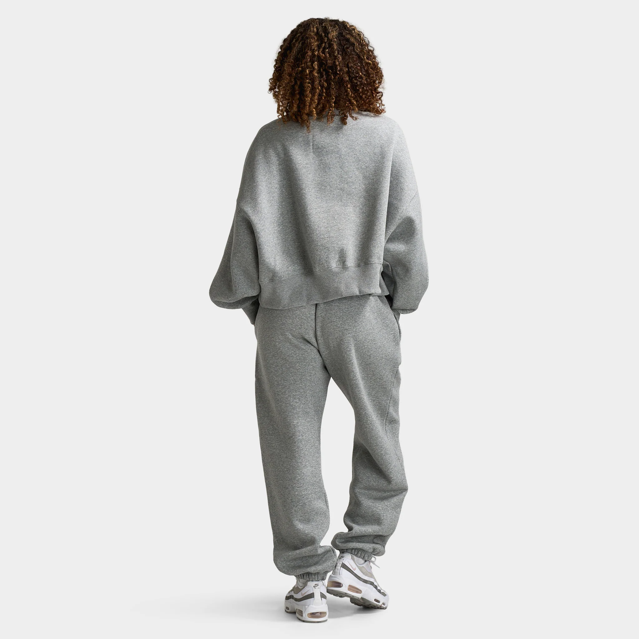 Nike Sportswear Women's Phoenix Fleece Oversized Crewneck Dark Grey Heather / Sail - Image 5