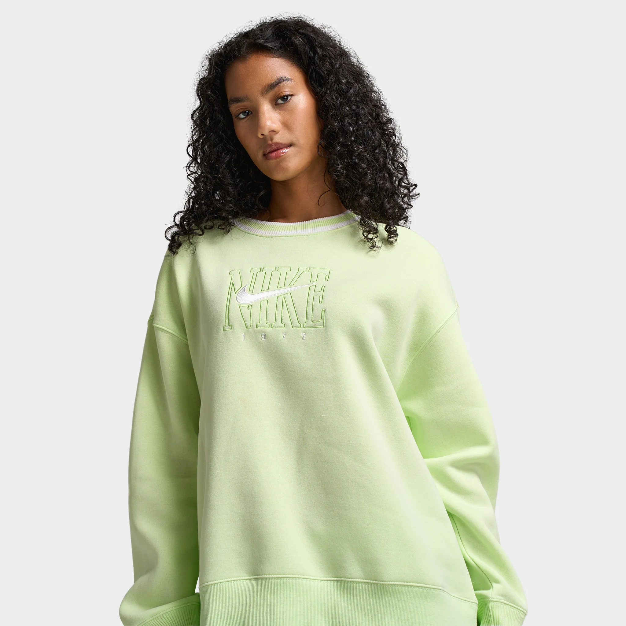Nike Sportswear Women's Phoenix Fleece Oversized Graphic Crewneck Sweatshirt / Light Liquid Lime - Image 3