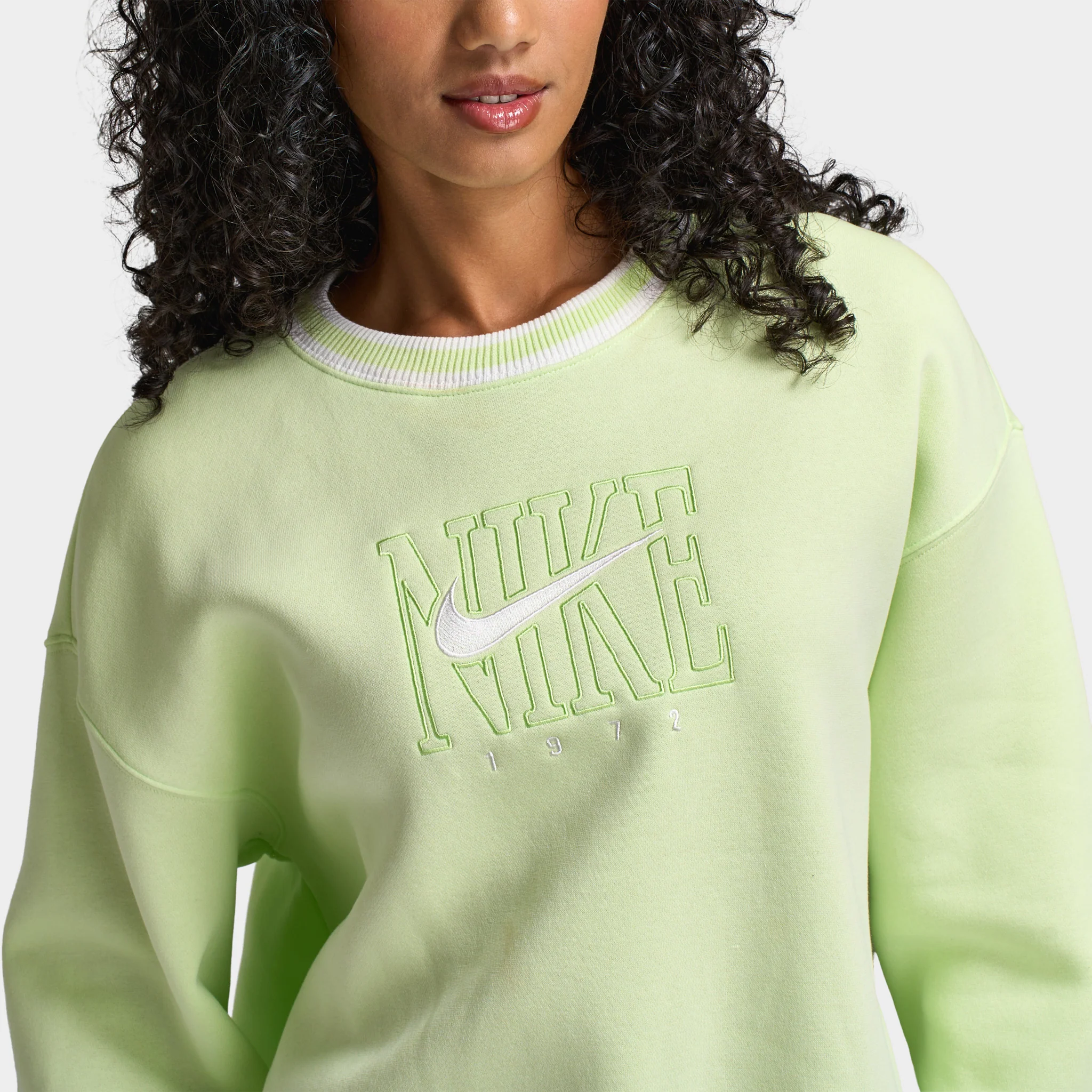 Nike Sportswear Women's Phoenix Fleece Oversized Graphic Crewneck Sweatshirt / Light Liquid Lime - Image 4