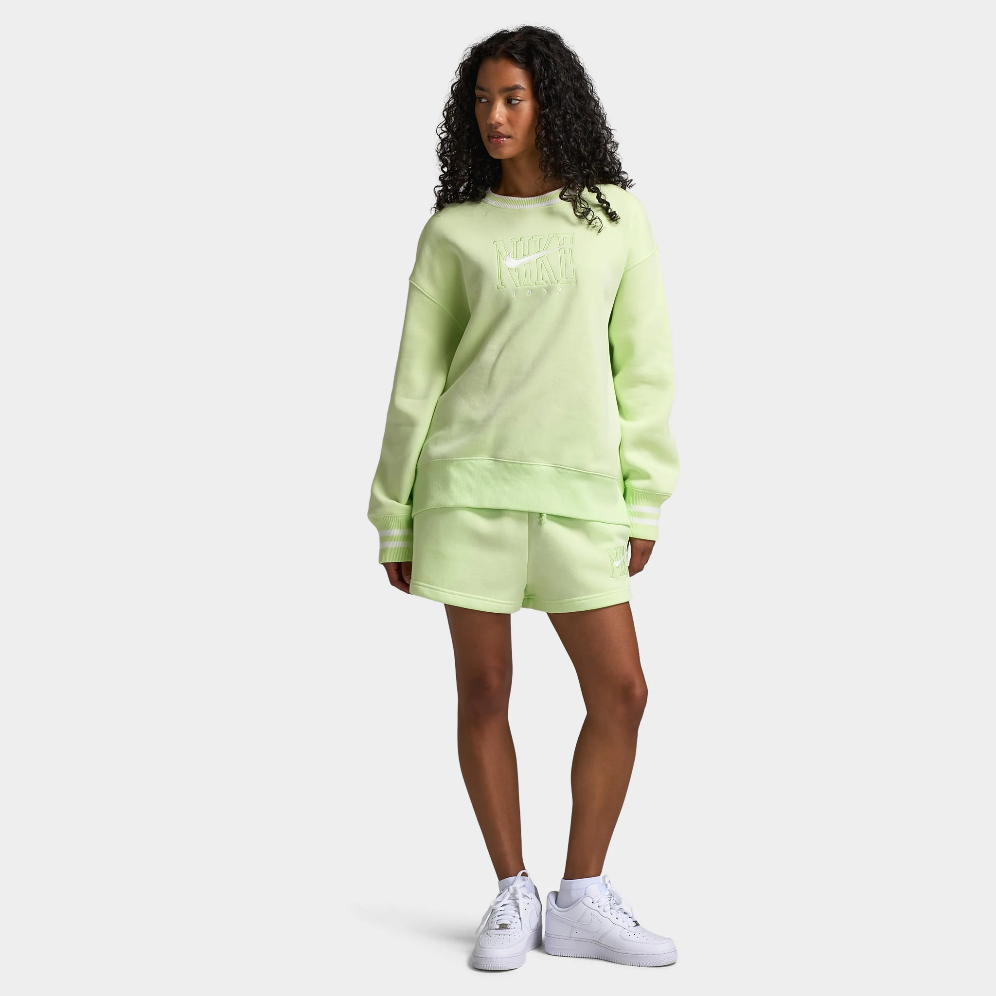 Nike Sportswear Women's Phoenix Fleece Oversized Graphic Crewneck Sweatshirt / Light Liquid Lime - Image 6