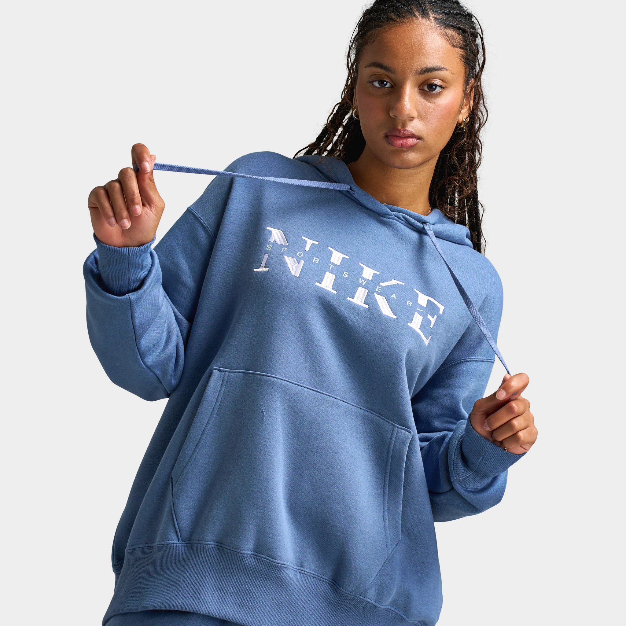 Nike Sportswear Women's Phoenix Fleece Pullover Hoodie Slate / White - Image 3