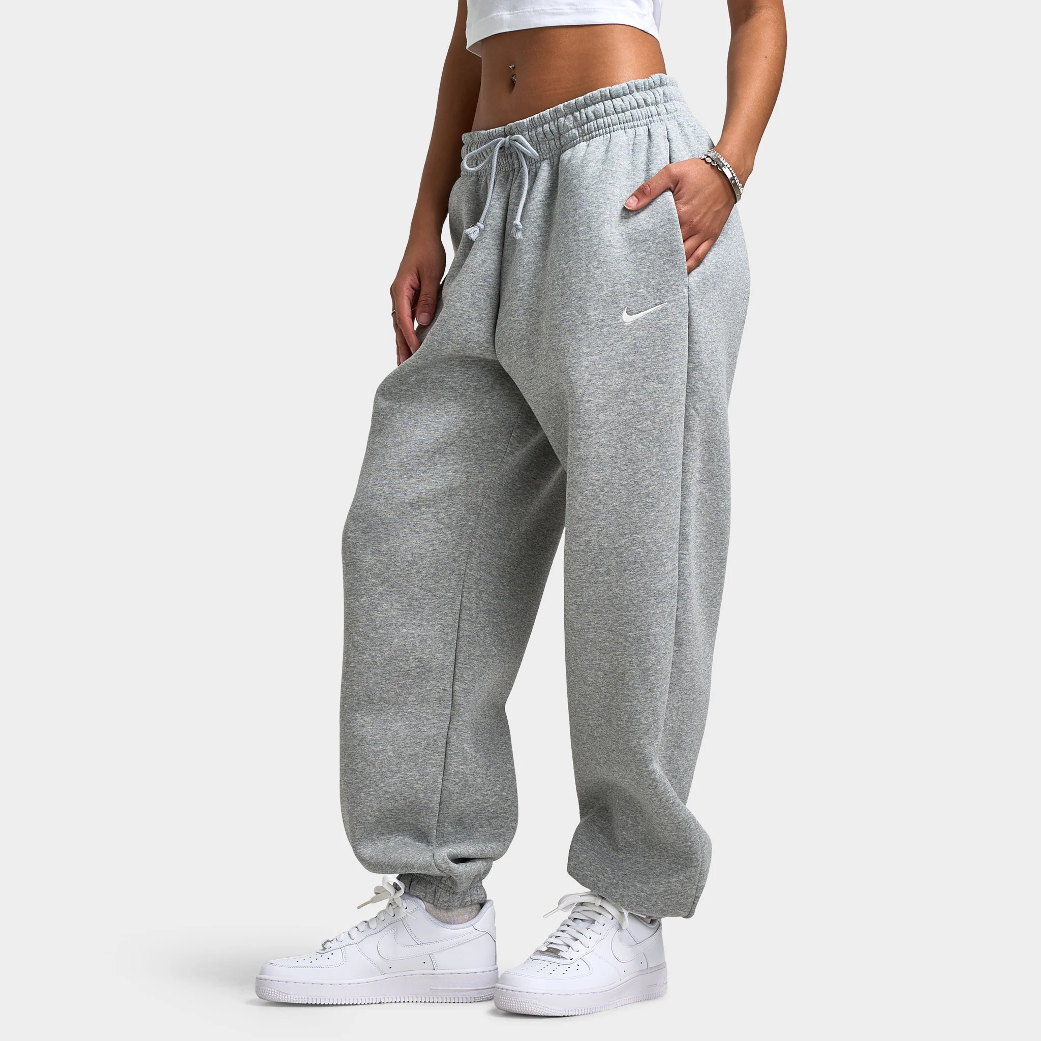 Nike Sportswear Women's Phoenix High-Waisted Oversized Sweatpants Dark Grey Heather / Sail - Image 3
