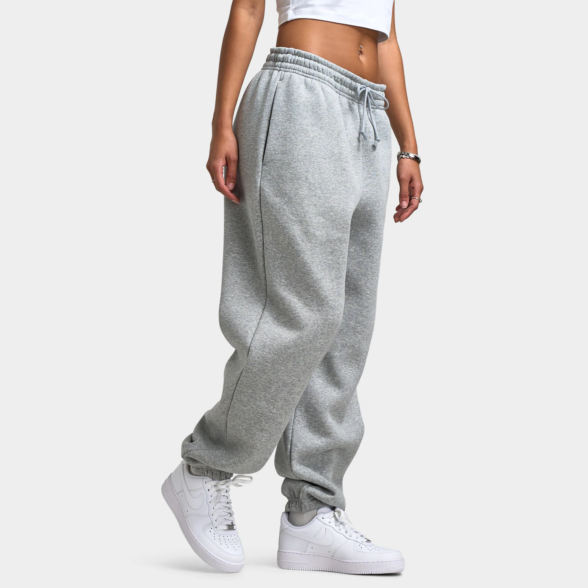 Nike Sportswear Women's Phoenix High-Waisted Oversized Sweatpants Dark Grey Heather / Sail - Image 4