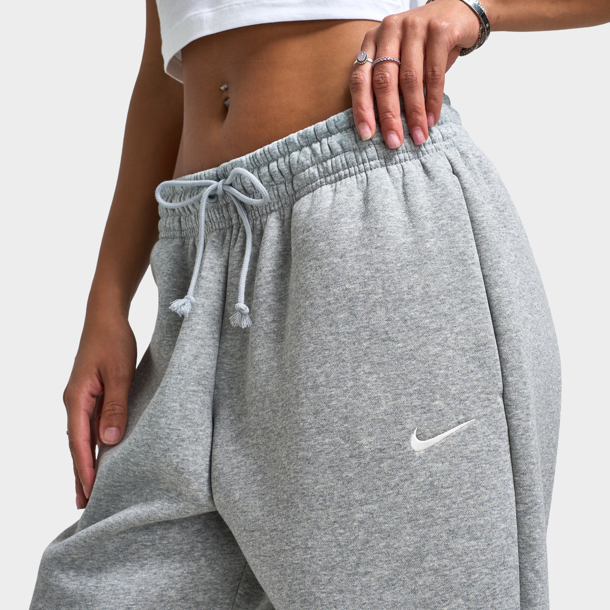 Nike Sportswear Women's Phoenix High-Waisted Oversized Sweatpants Dark Grey Heather / Sail - Image 5