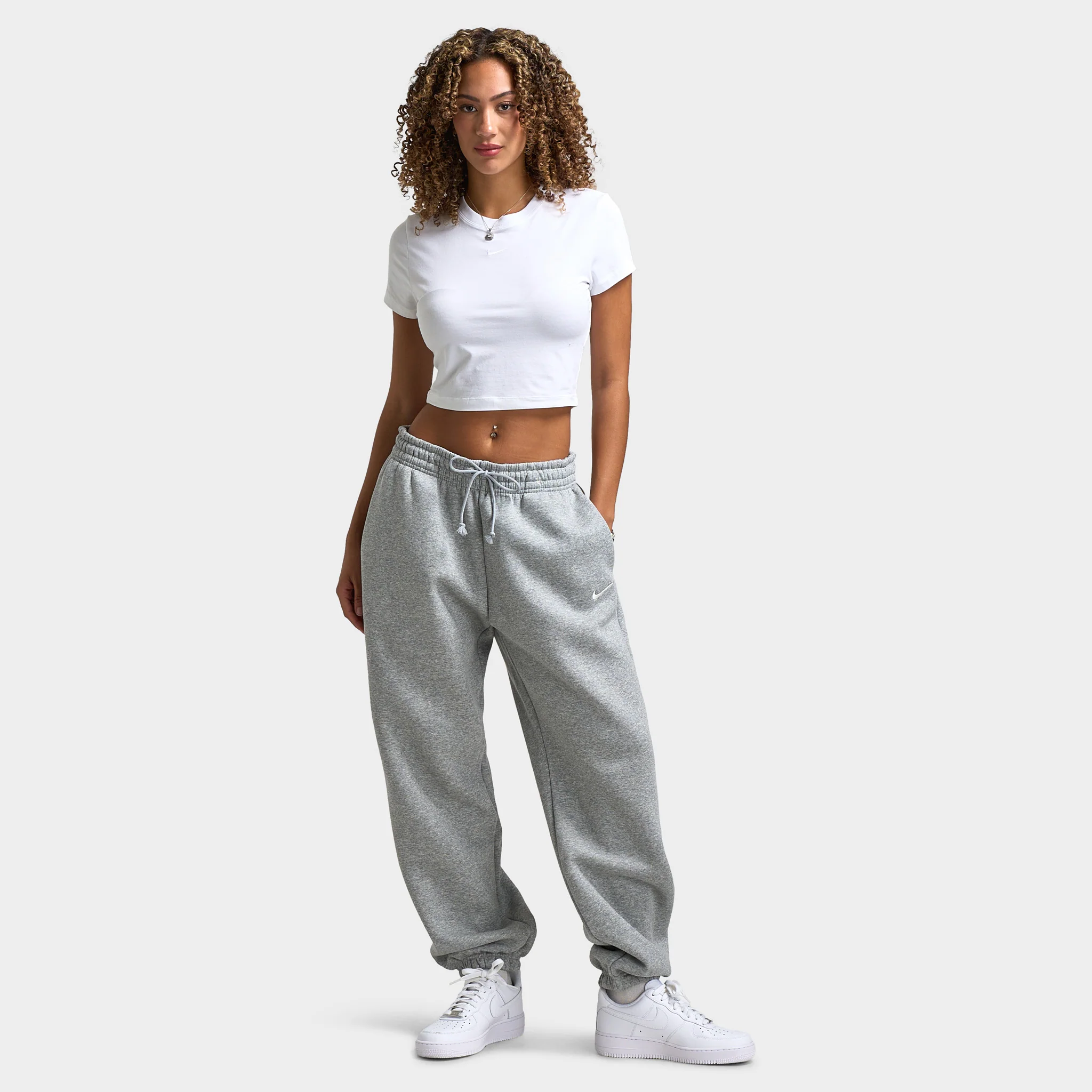 Nike Sportswear Women's Phoenix High-Waisted Oversized Sweatpants Dark Grey Heather / Sail - Image 6