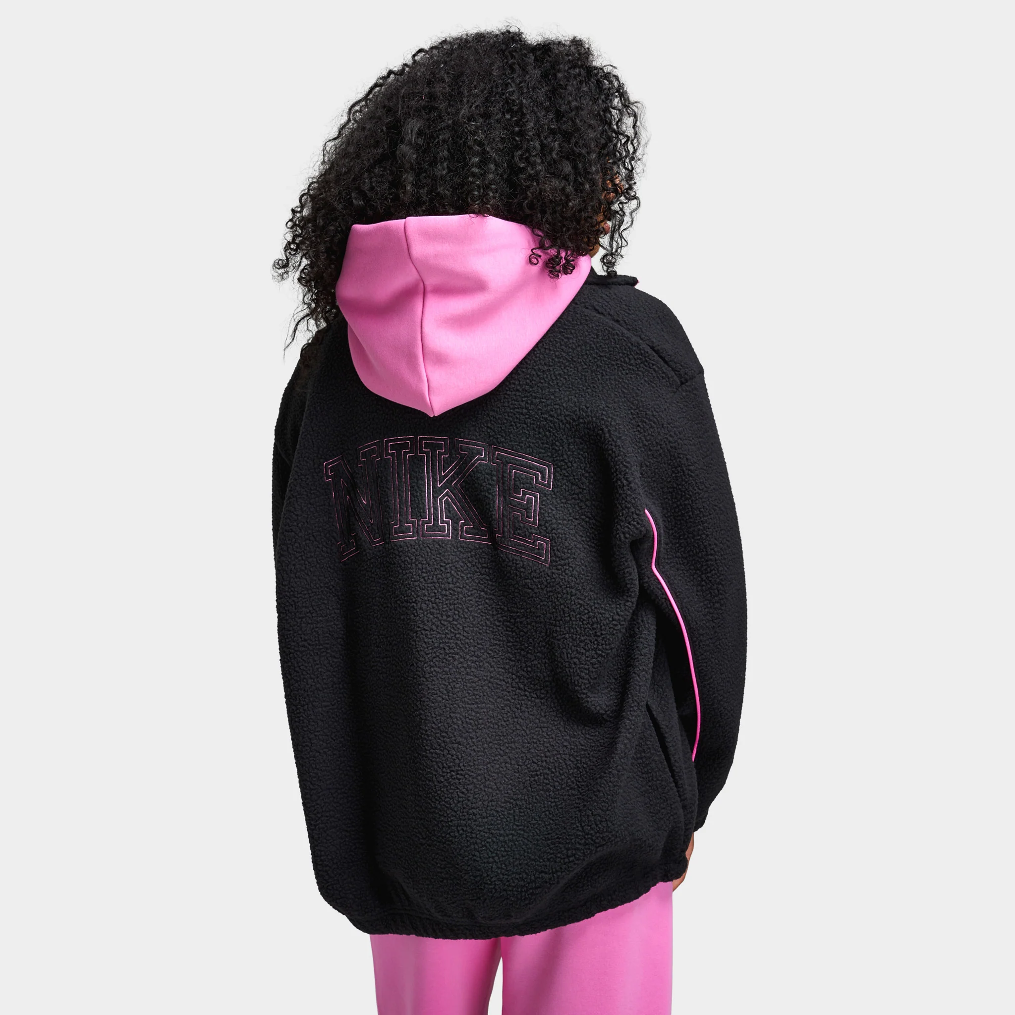 Nike Sportswear Women's Sherpa Full Zip Jacket Black / Playful Pink - Image 2