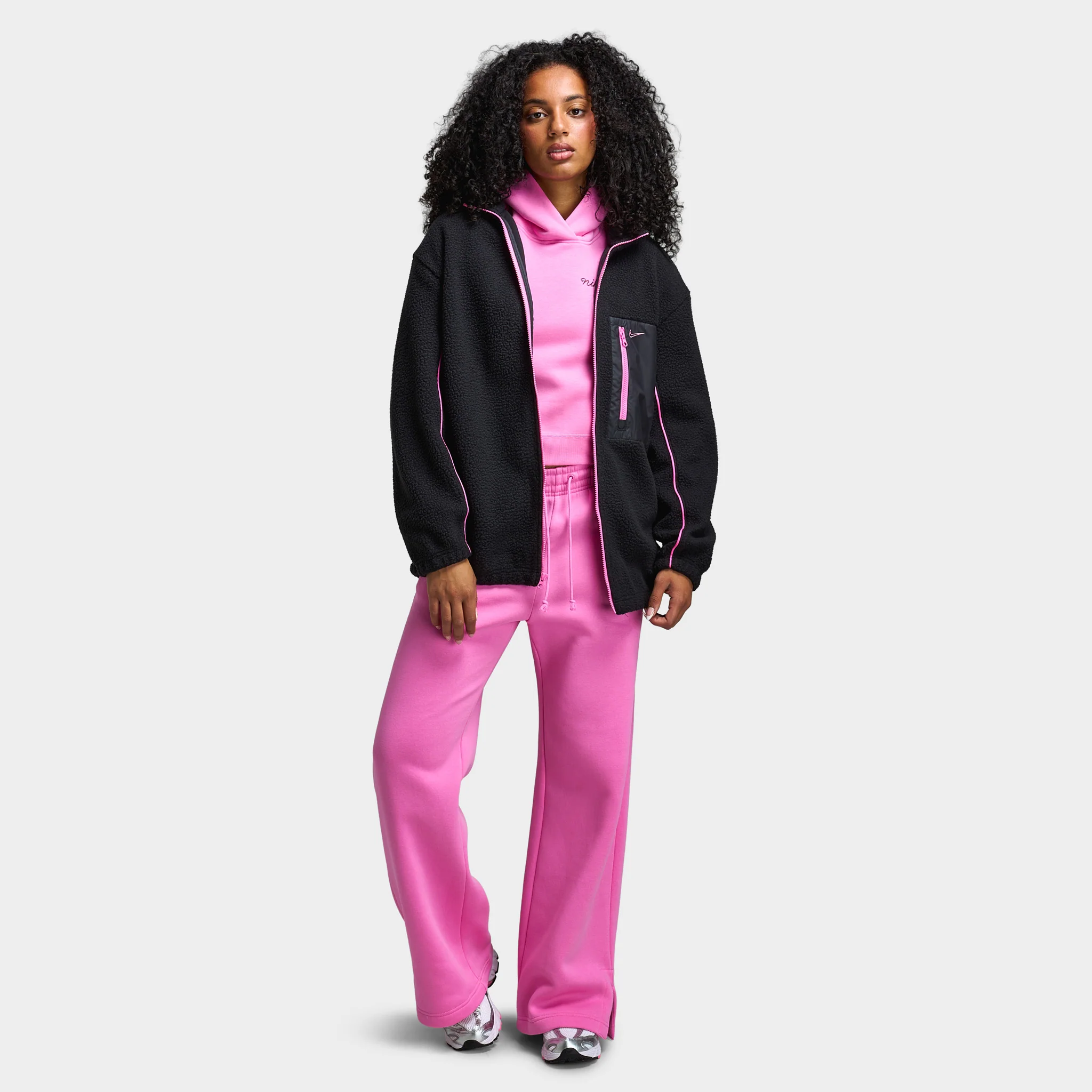 Nike Sportswear Women's Sherpa Full Zip Jacket Black / Playful Pink - Image 6