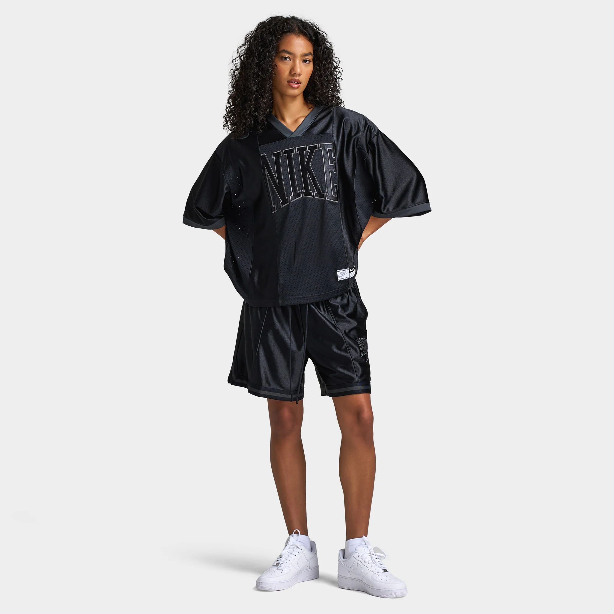 Nike Sportswear Women's Street 6" Satin Graphic Shorts Black / Anthracite - Image 6