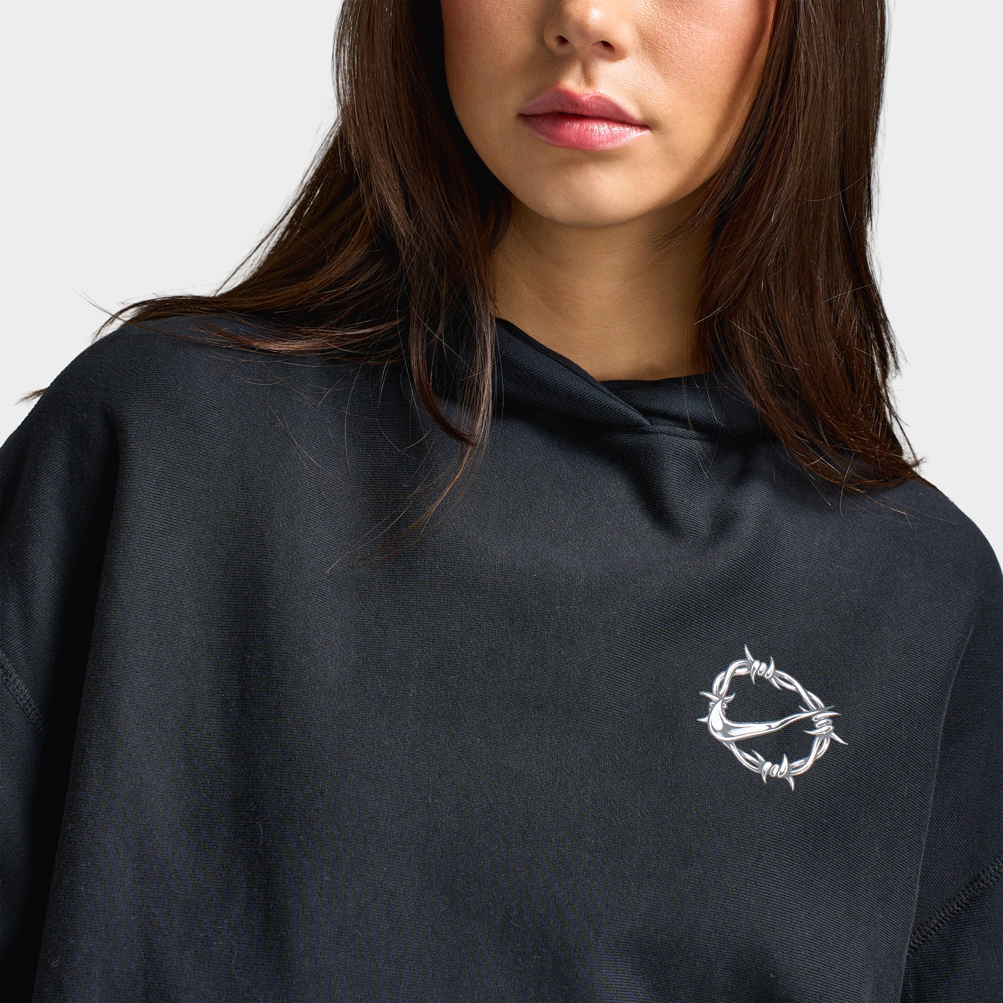 Nike Sportswear Women's Street Pullover Hoodie Black / College Grey - Image 3