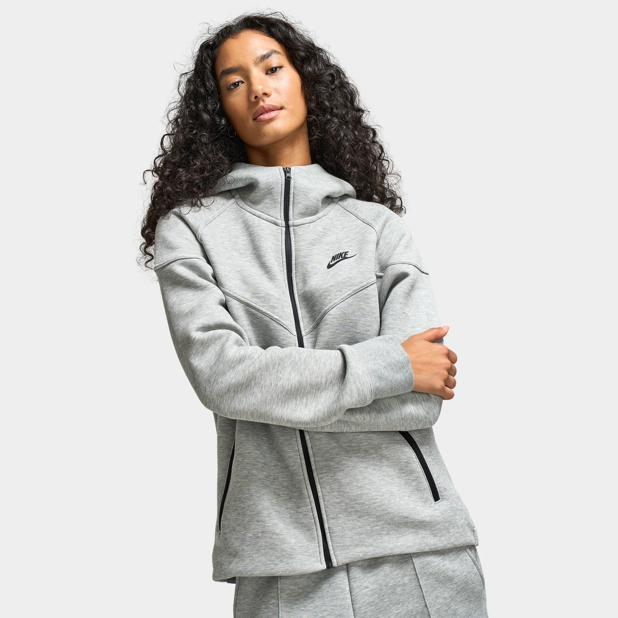 Nike Sportswear Women's Tech Fleece Windrunner Full-Zip Hoodie / Dark Grey Heather / Black - Image 3