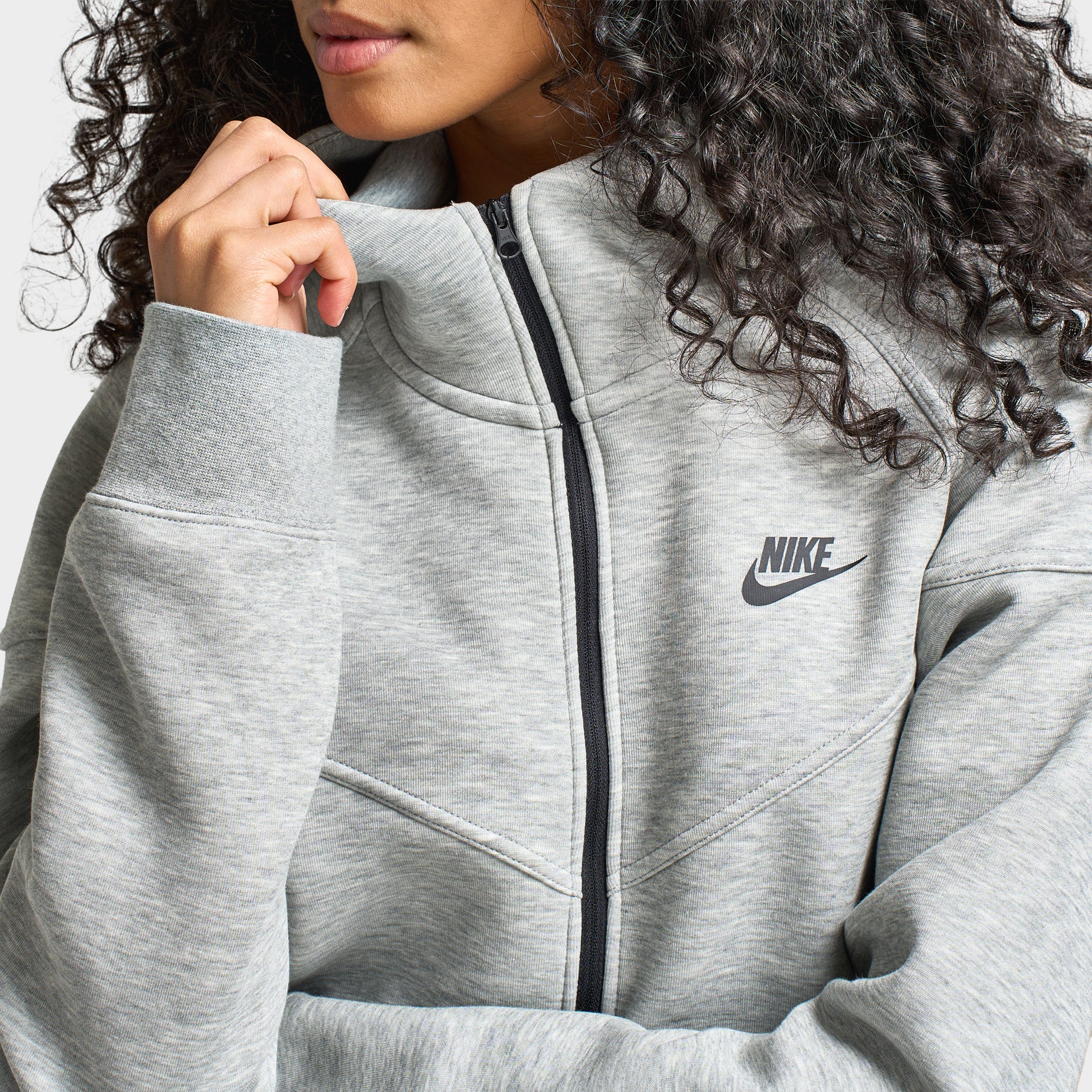 Nike Sportswear Women's Tech Fleece Windrunner Full-Zip Hoodie / Dark Grey Heather / Black - Image 4